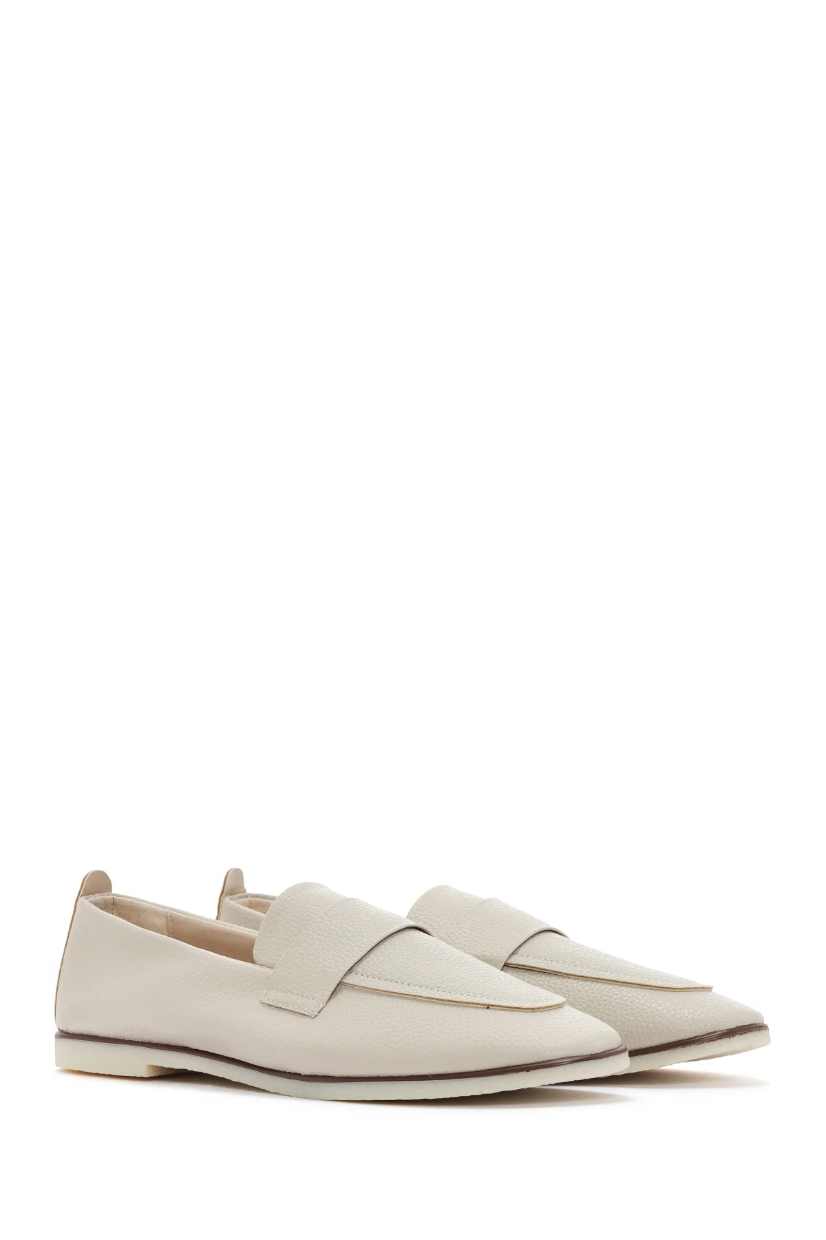 Kadın Krem Maskülen Loafer - Image 3