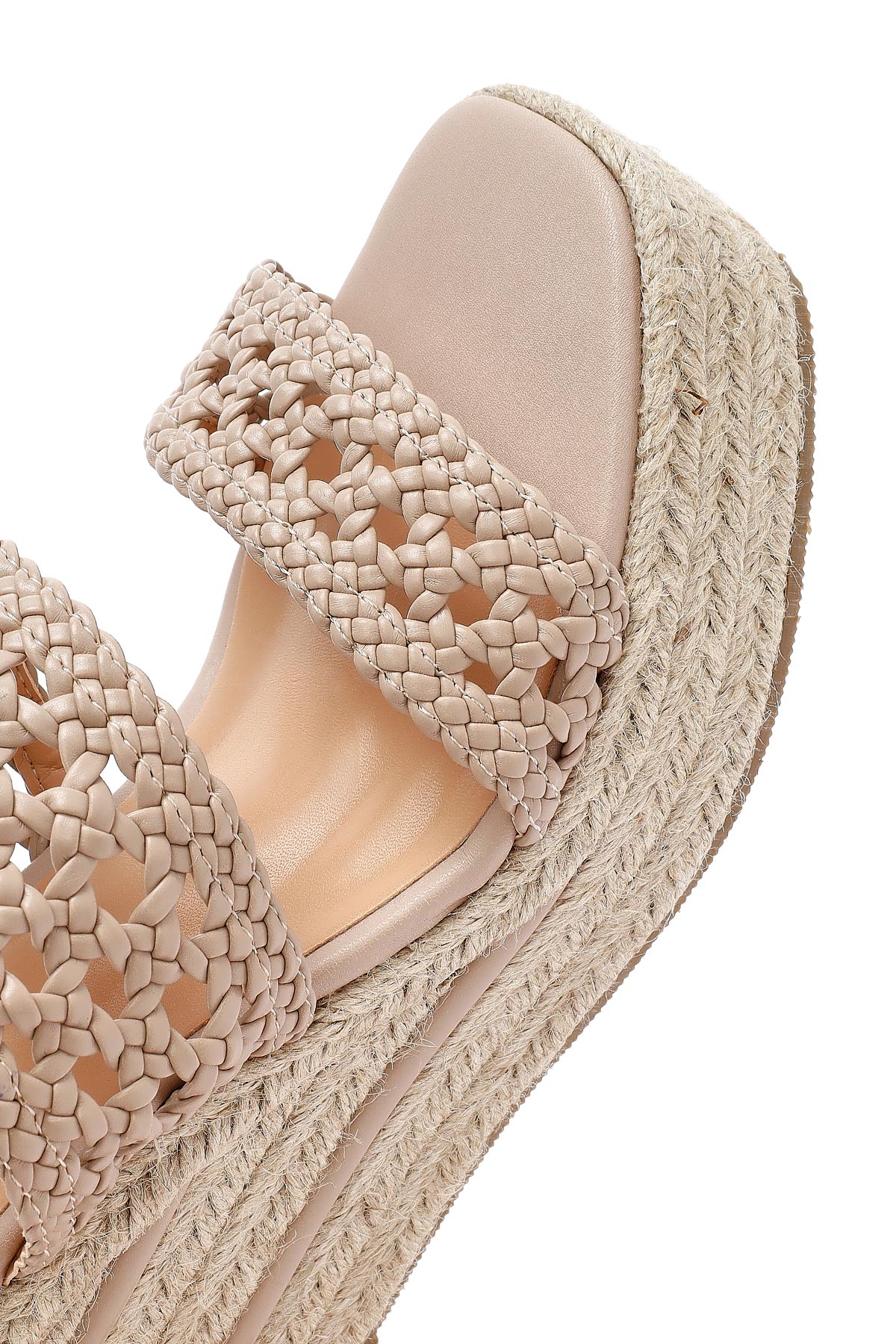 Kadın Krem Örgü Bilekten Tokalı Dolgu Topuklu Espadril Sandalet - Image 12