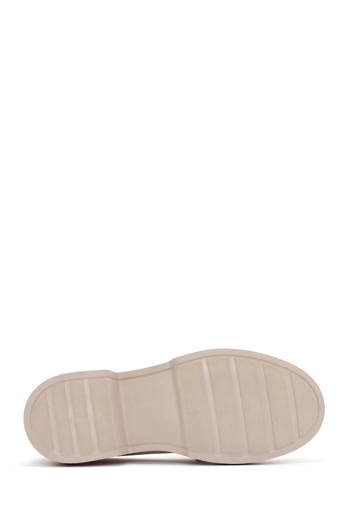 Kadın Krem Püsküllü Deri Casual Loafer - Image 5
