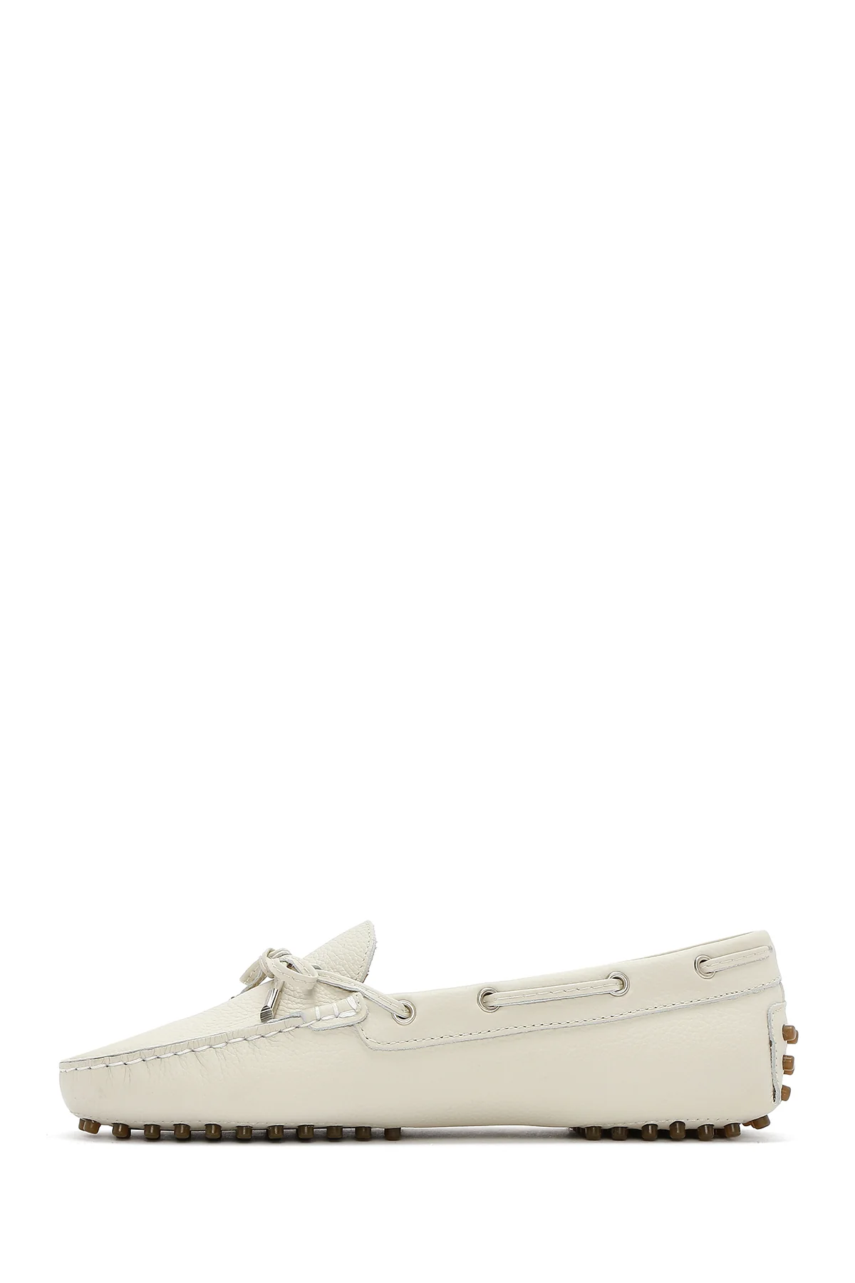 Kadın Krem Deri Loafer - Image 3
