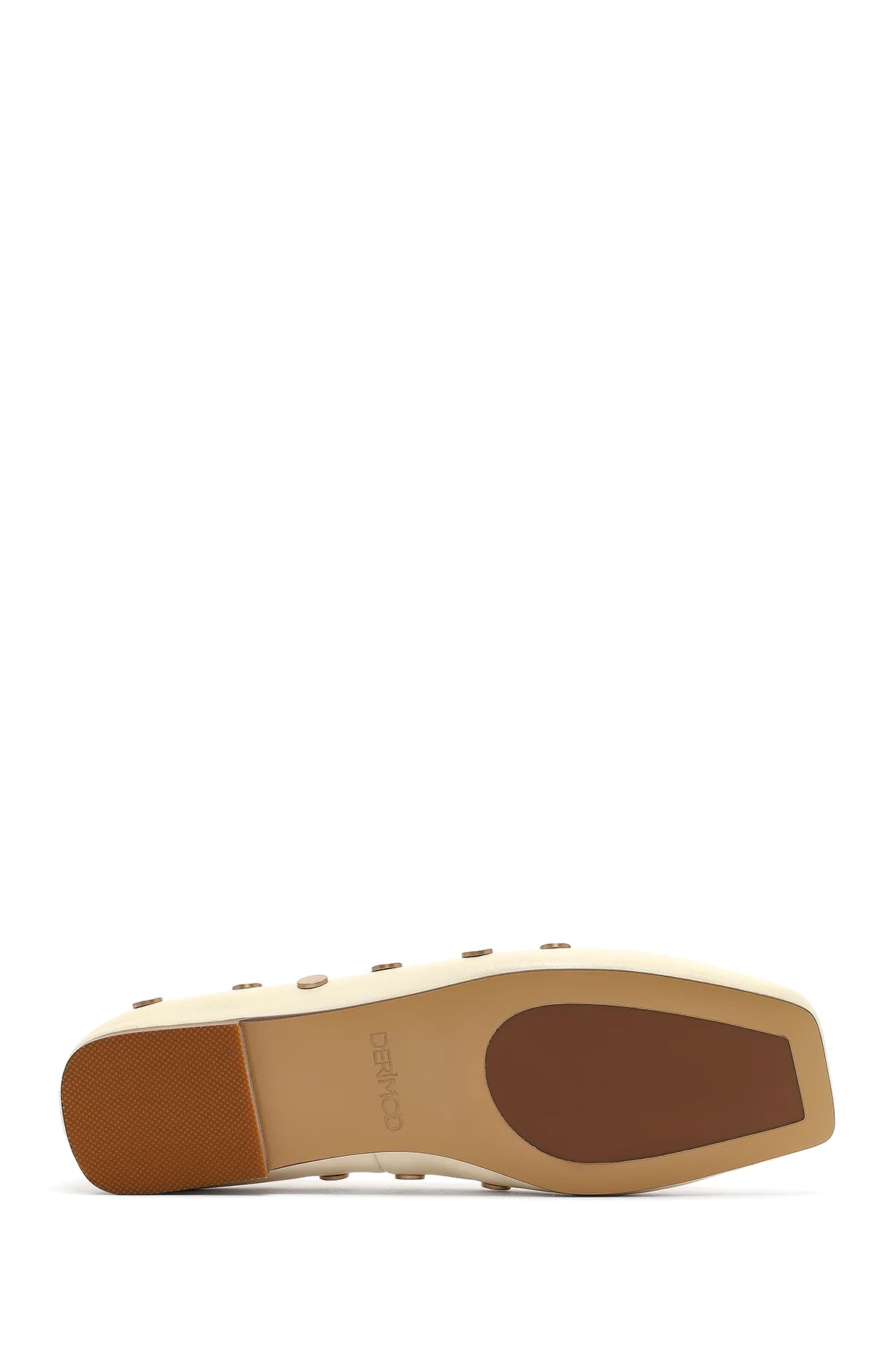 Kadın Krem Taşlı Deri Babet - Image 4