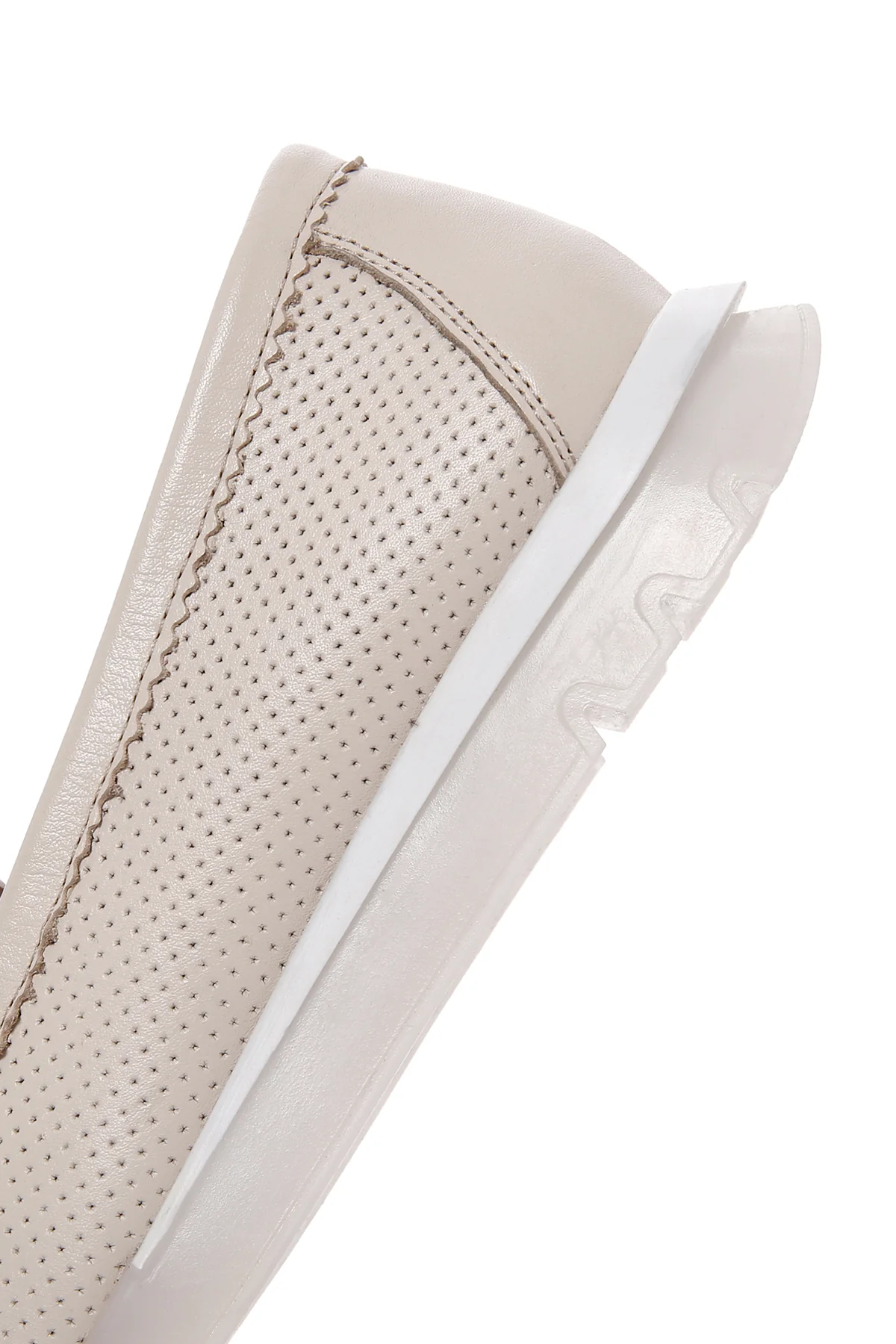 Kadın Krem Toka Detaylı Deri Comfort Loafer - Image 8