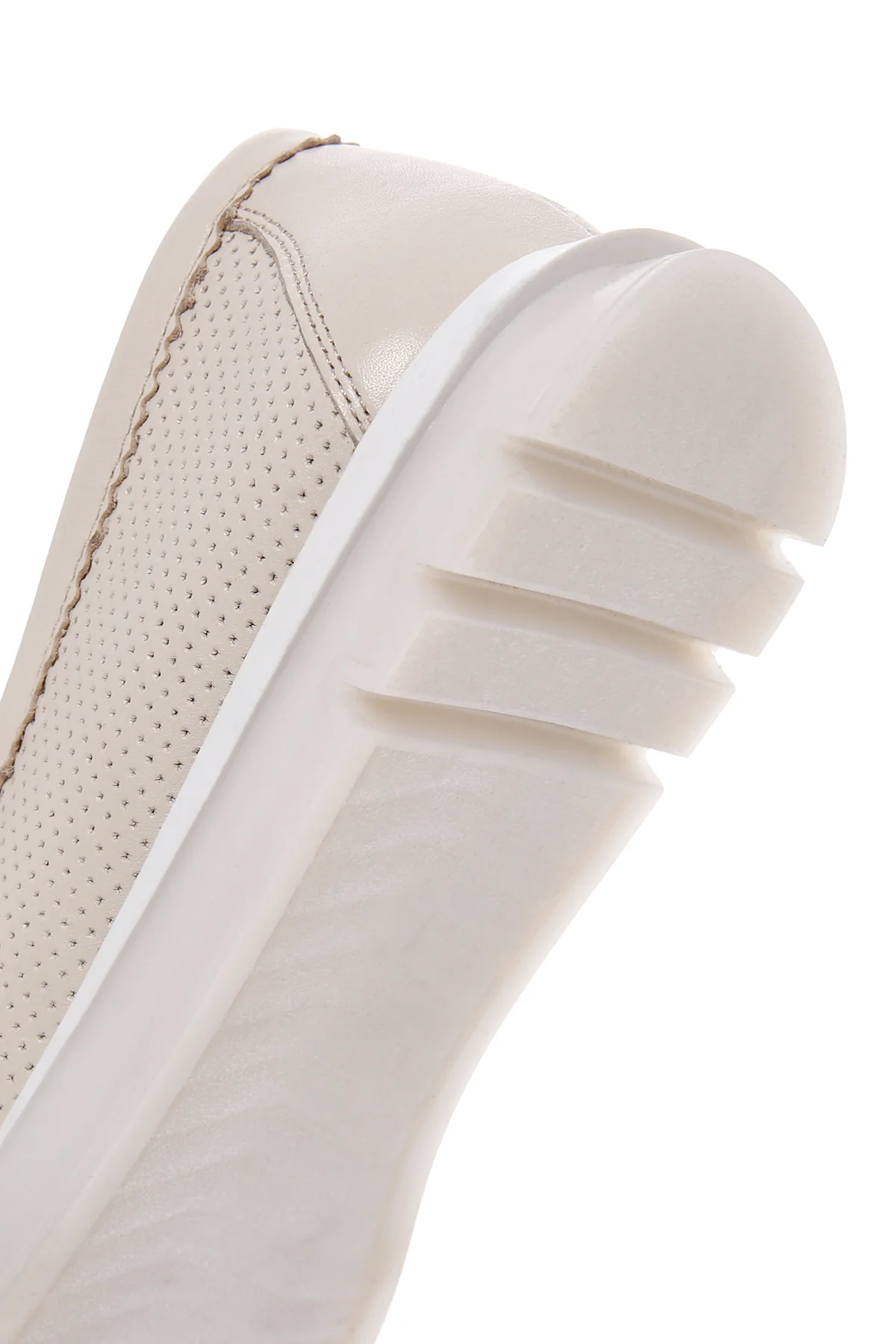 Kadın Krem Toka Detaylı Deri Comfort Loafer - Image 9