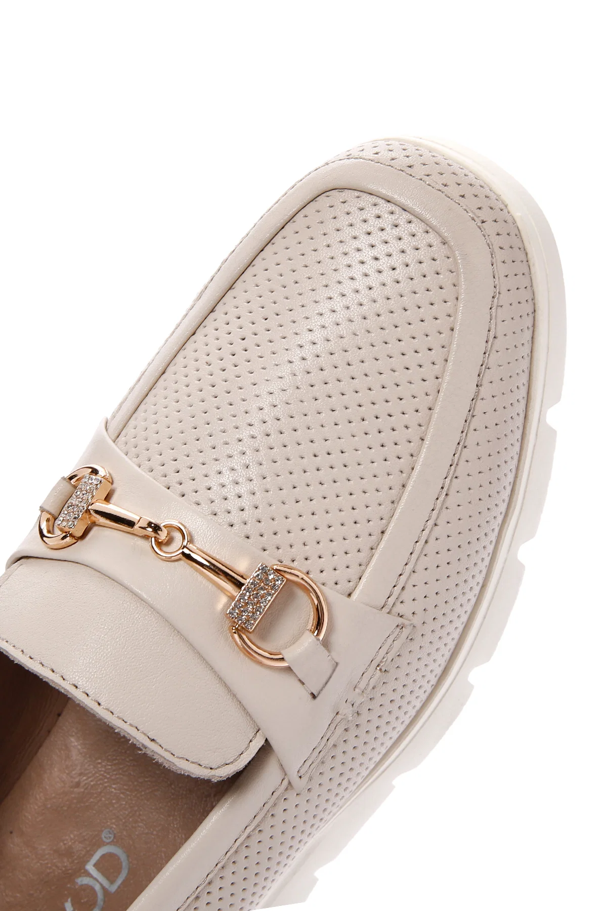 Kadın Krem Tokalı Deri Comfort Loafer - Image 10