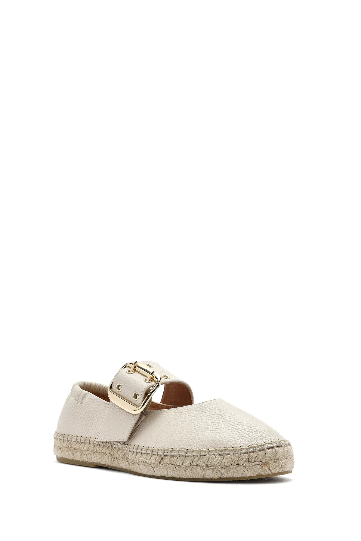 Kadın Krem Tokalı Deri Espadril - Image 6