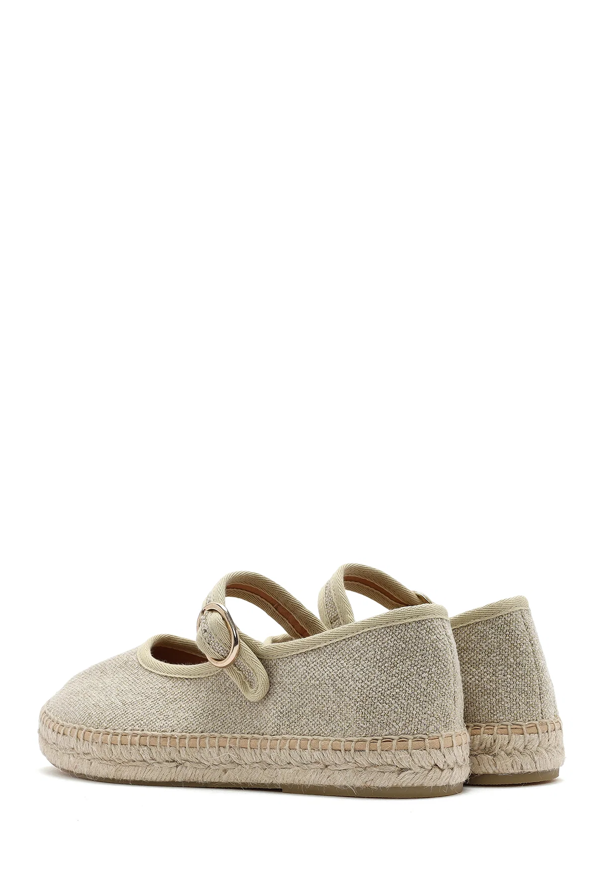 Kadın Krem Tokalı Kumaş Espadril - Image 5