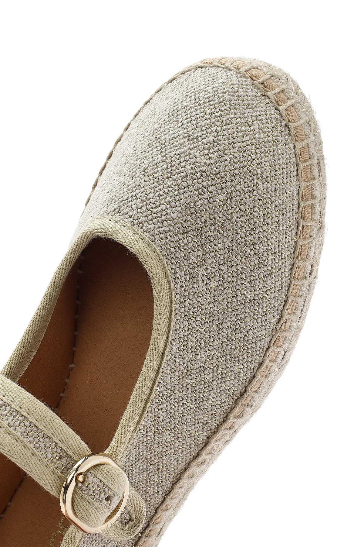 Kadın Krem Tokalı Kumaş Espadril - Image 8