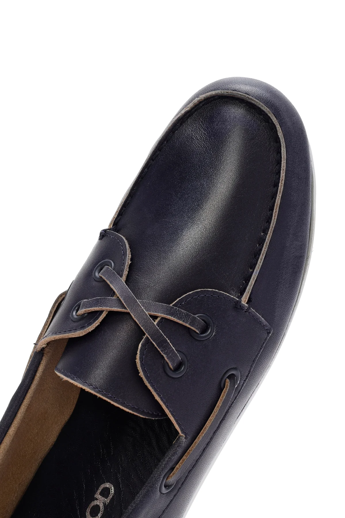 Kadın Lacivert Deri Maskülen Loafer - Image 10