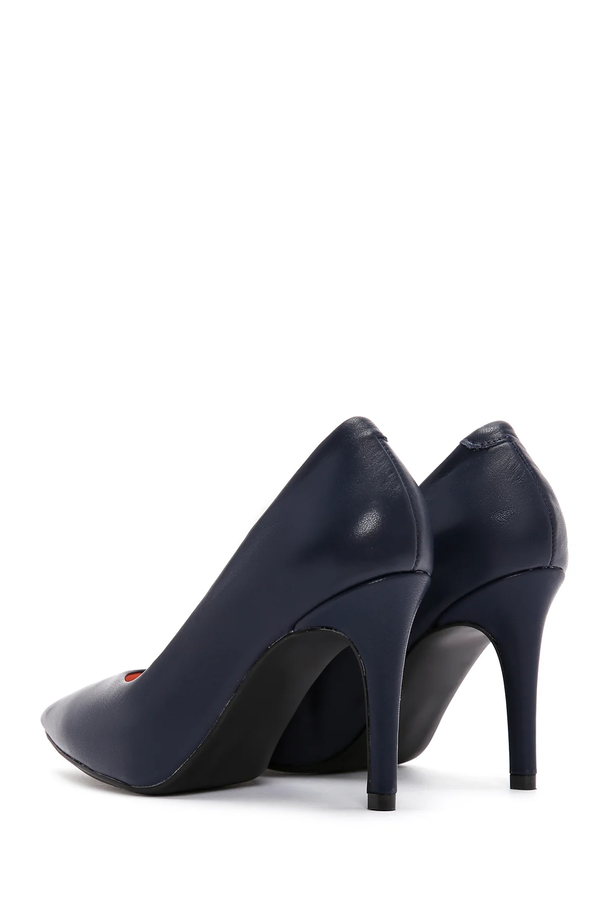 Kadın Lacivert İnce Topuklu Deri Stiletto - Image 6