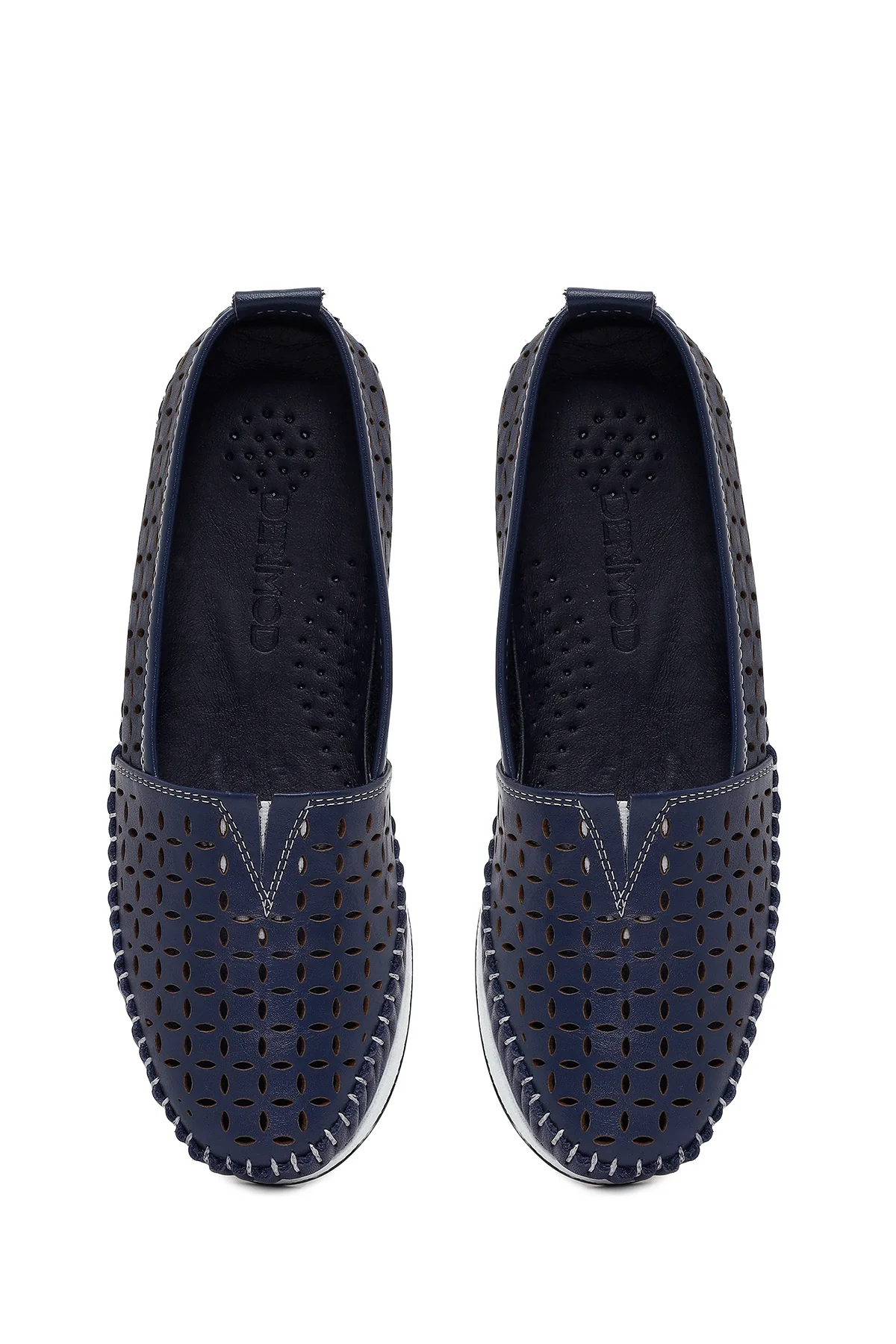 Kadın Lacivert Kalın Tabanlı Deri Konfor Loafer - Image 4