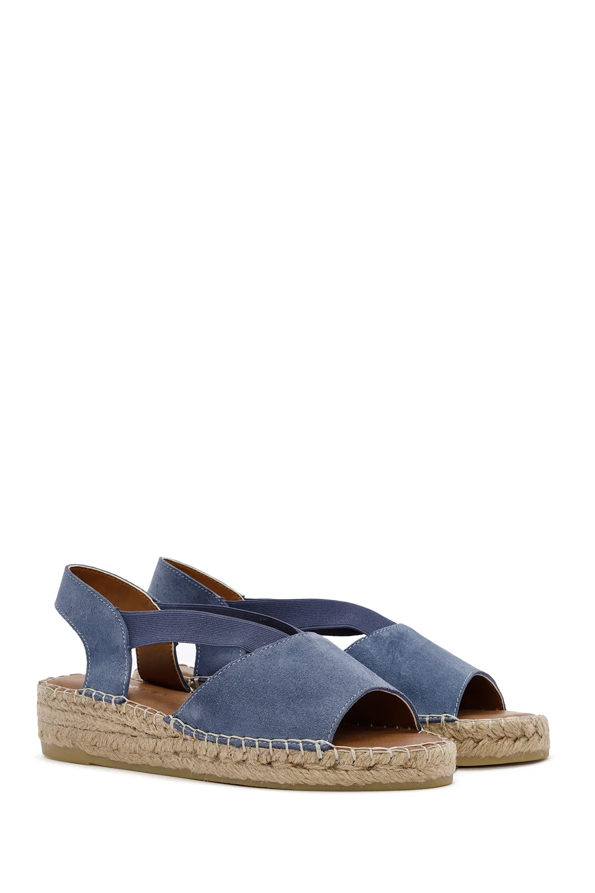 Kadın Lacivert Süet Deri Espadril Sandalet - Image 3
