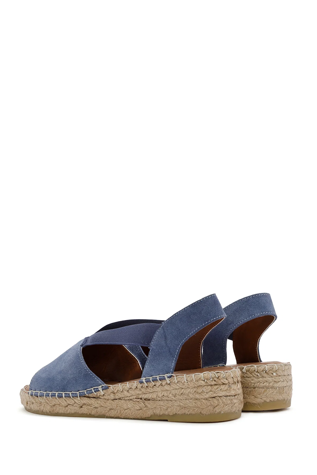 Kadın Lacivert Süet Deri Espadril Sandalet - Image 5
