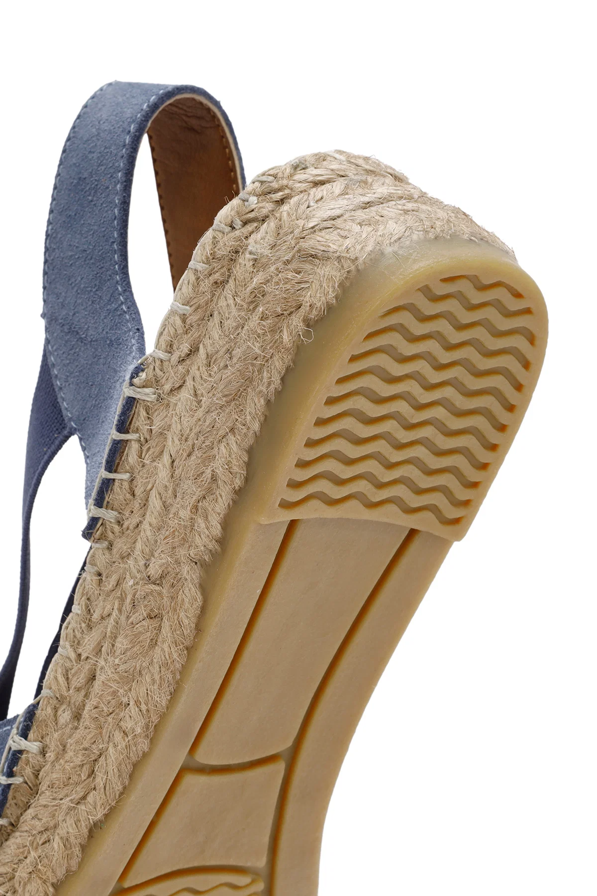 Kadın Lacivert Süet Deri Espadril Sandalet - Image 8