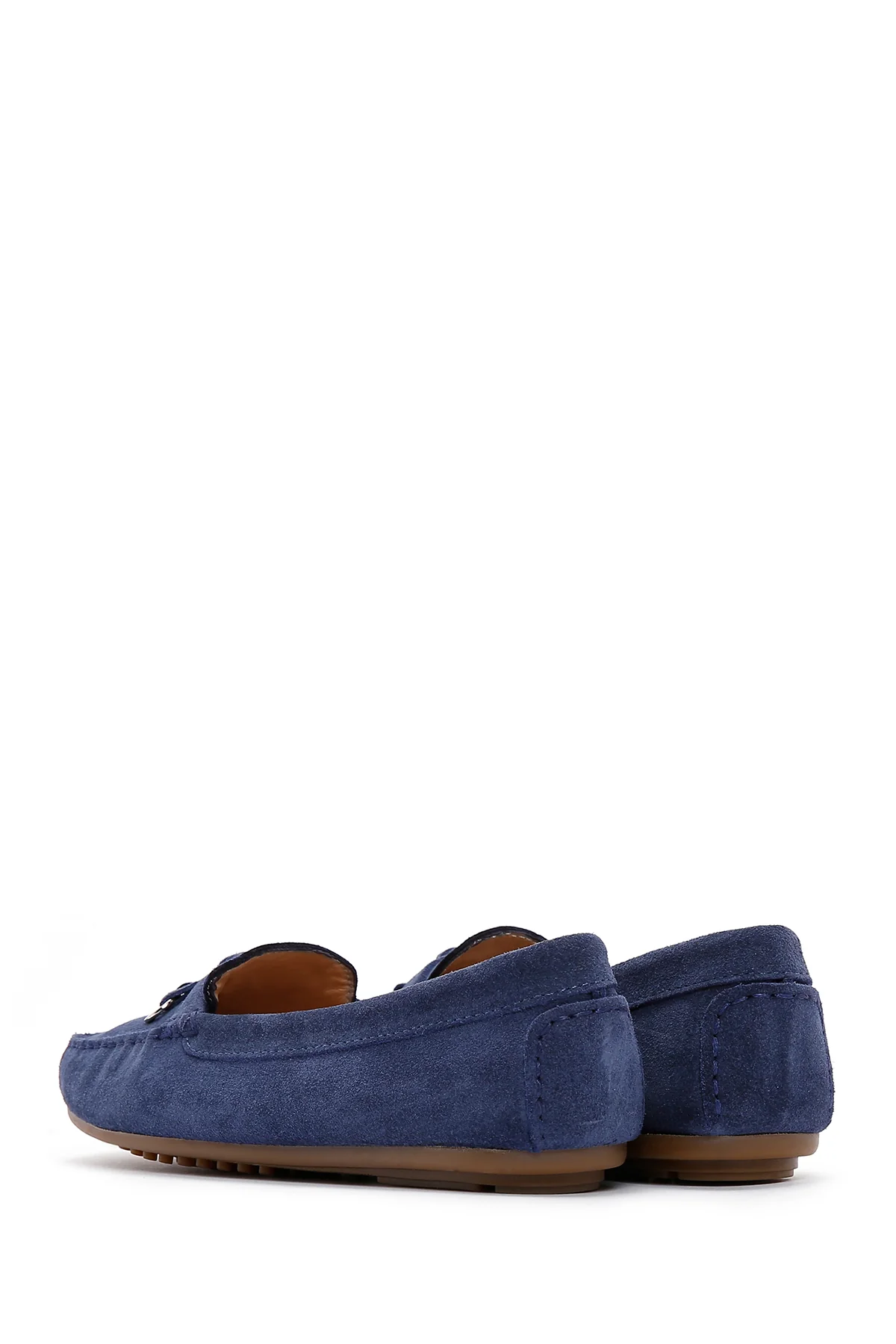 Kadın Lacivert Süet Deri Loafer - Image 5