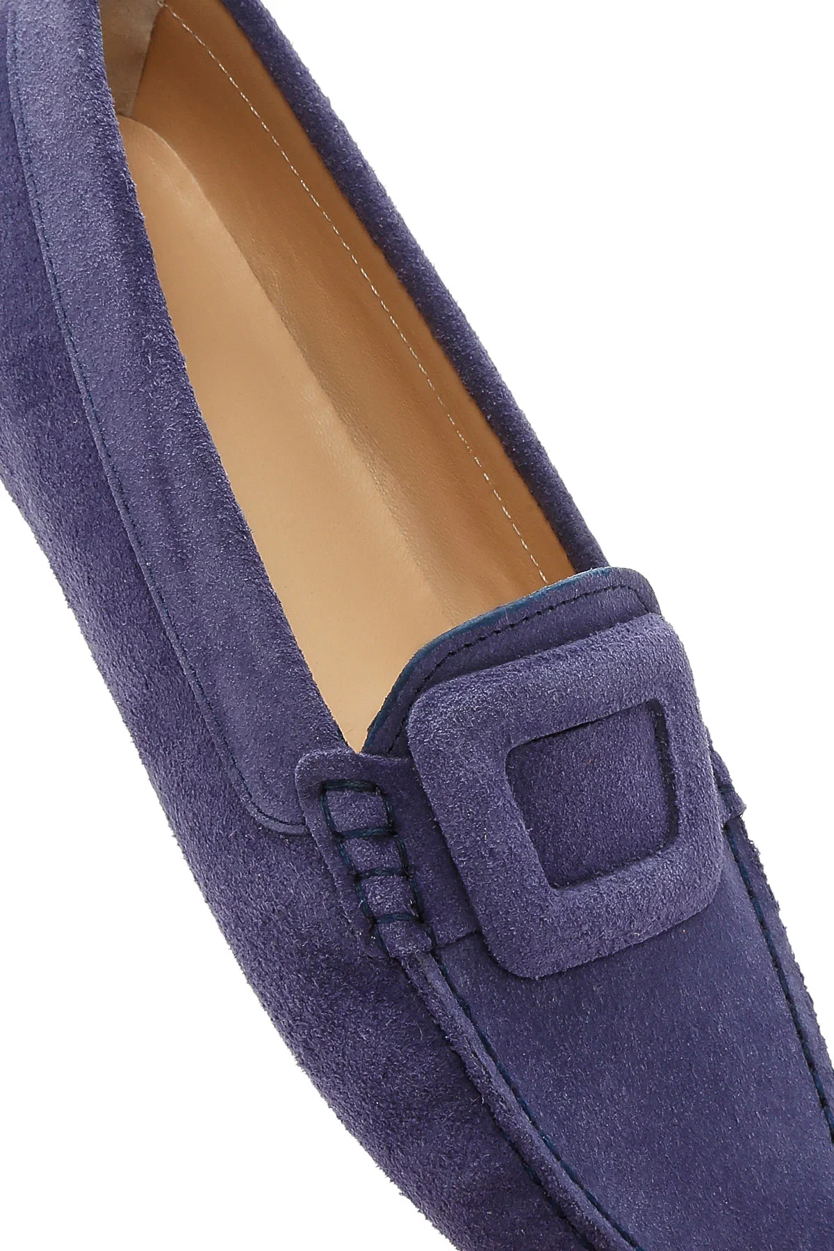 Kadın Lacivert Süet Deri Loafer - Image 10