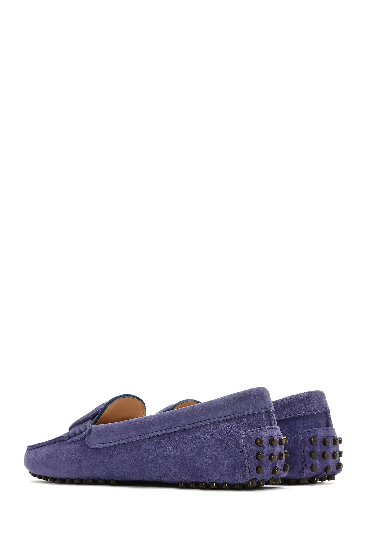 Kadın Lacivert Süet Deri Loafer - Image 5