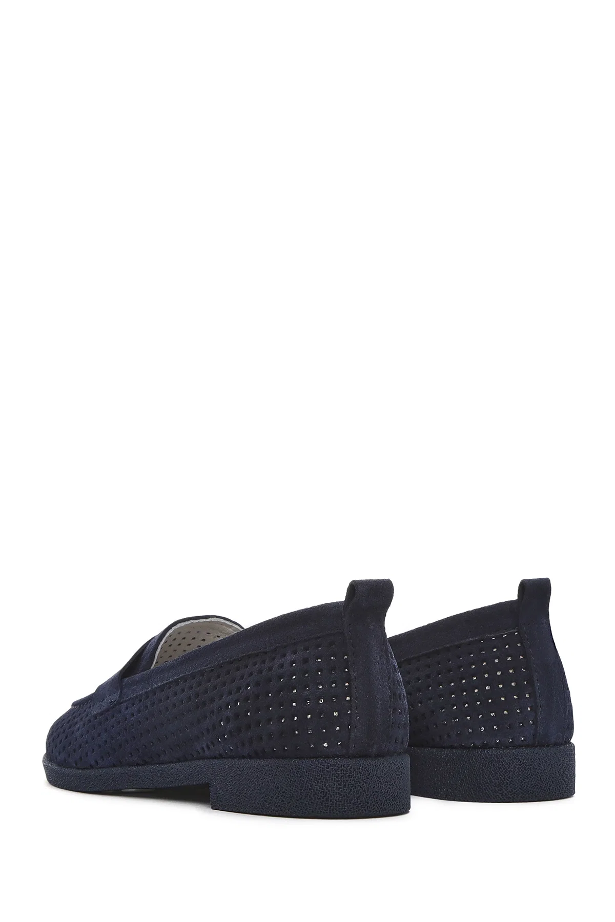 Kadın Lacivert Süet Deri Loafer - Image 5