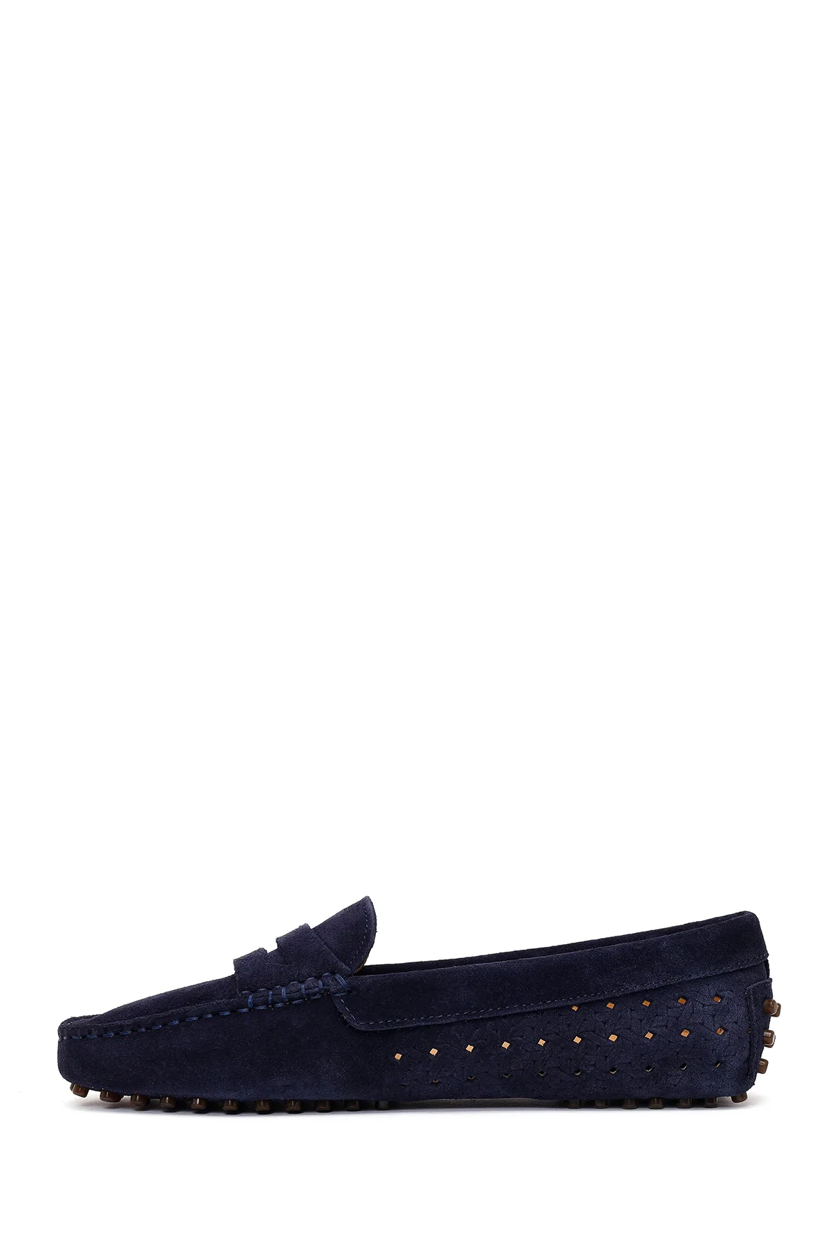 Kadın Lacivert Süet Deri Loafer - Image 3