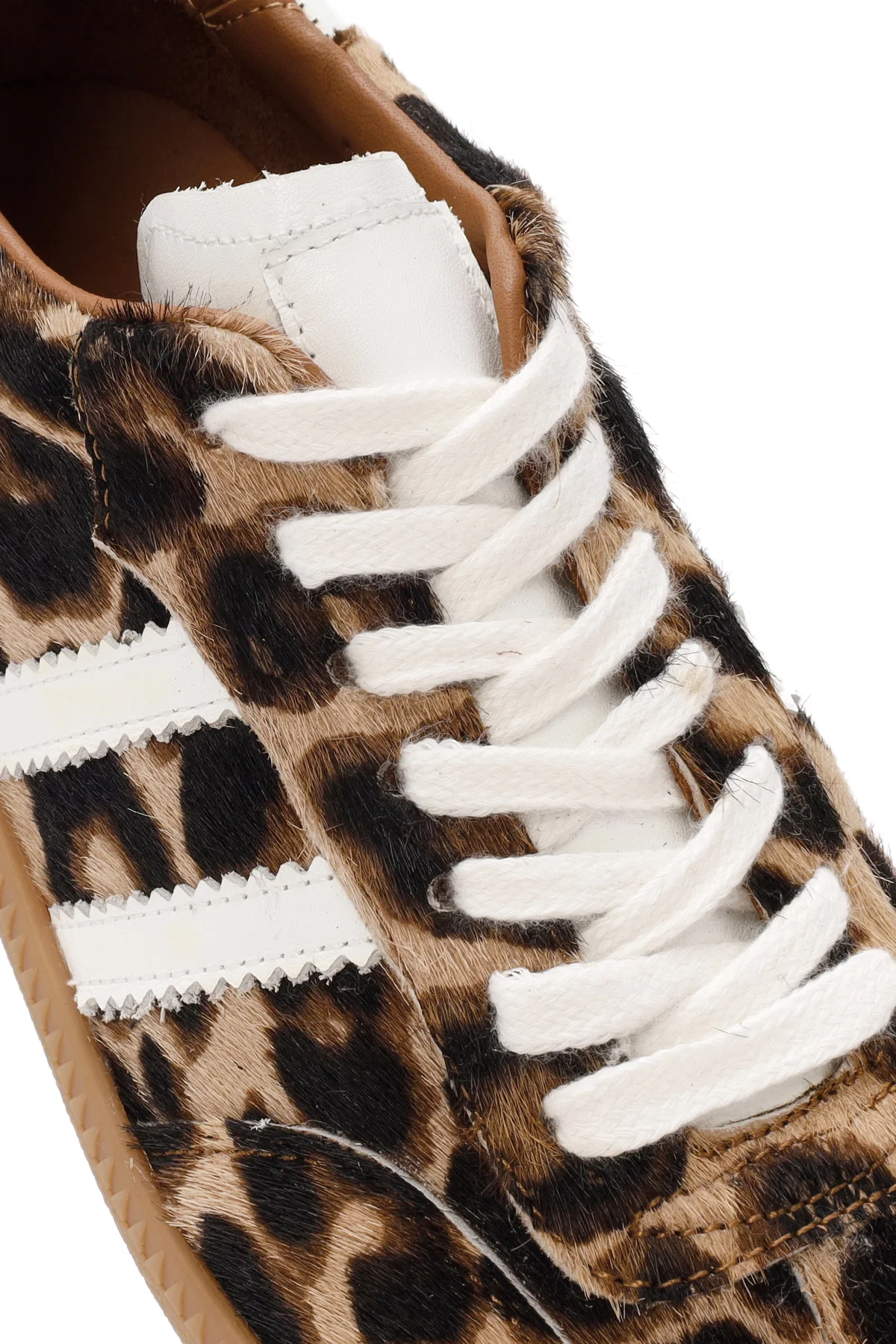 Kadın Leopar Bağcıklı Deri Sneaker - Image 10