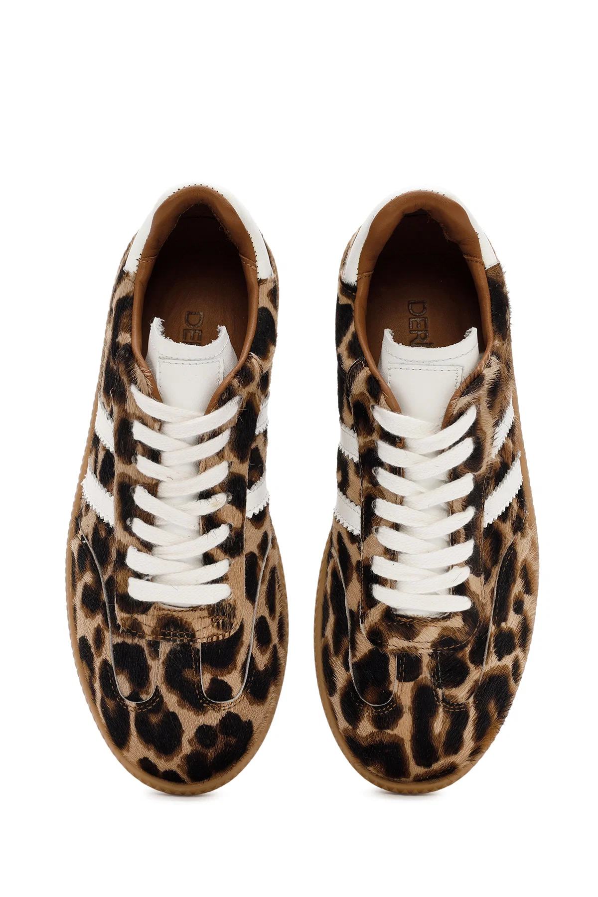 Kadın Leopar Bağcıklı Deri Sneaker - Image 7