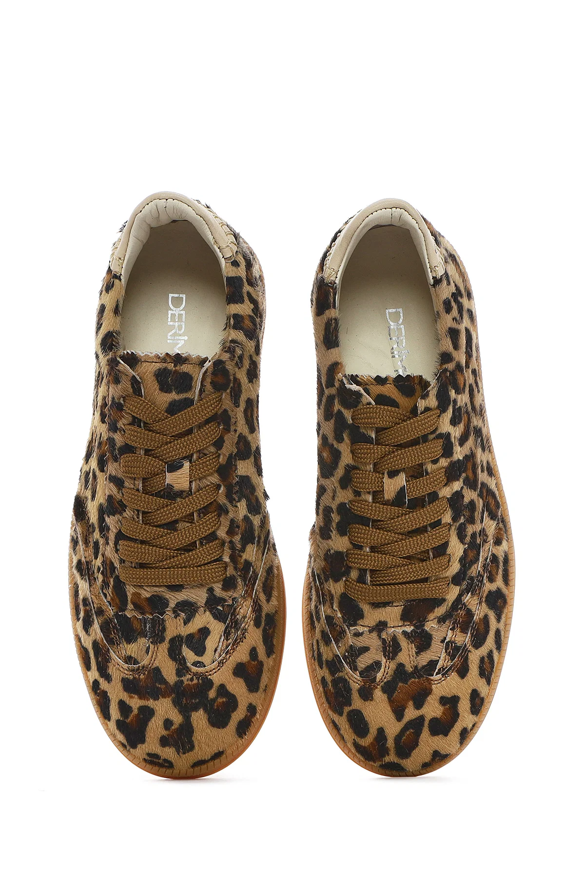 Kadın Leopar Bağcıklı Deri Sneaker - Image 7
