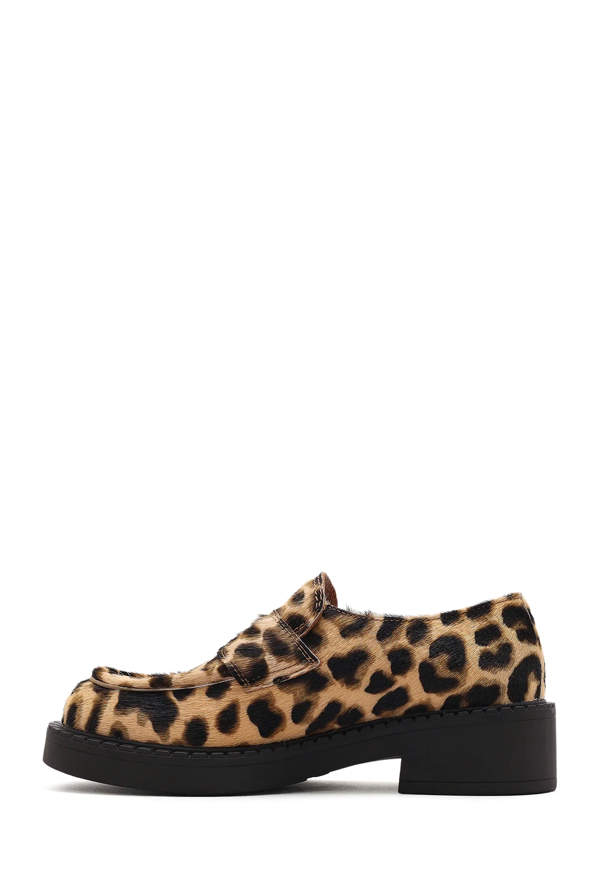 Kadın Leopar Deri Maskülen Loafer - Image 2