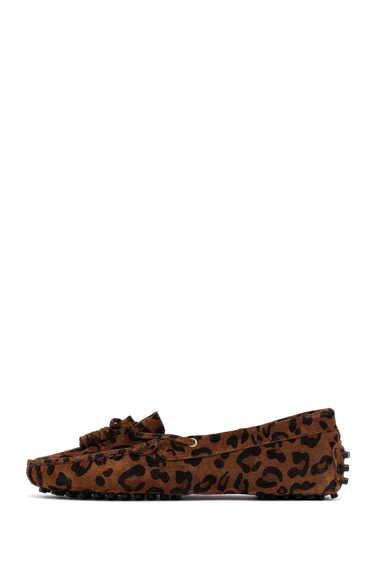 Kadın Leopar Fiyonklu Süet Deri Loafer - Image 2