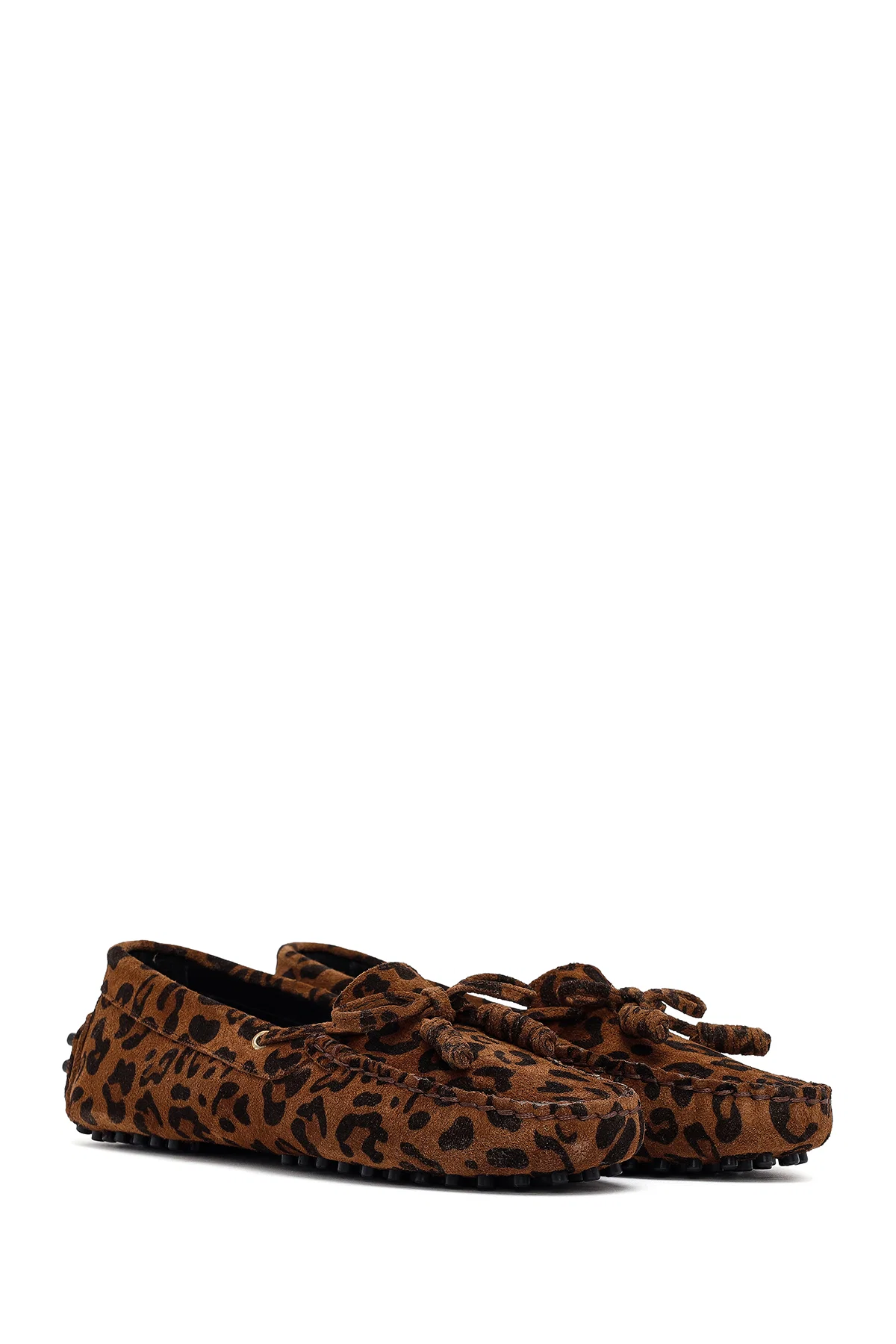 Kadın Leopar Fiyonklu Süet Deri Loafer - Image 3