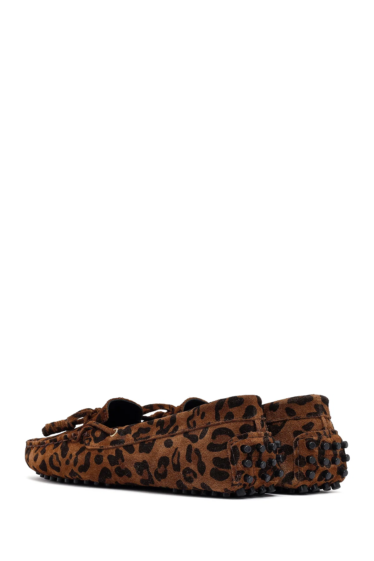 Kadın Leopar Fiyonklu Süet Deri Loafer - Image 5