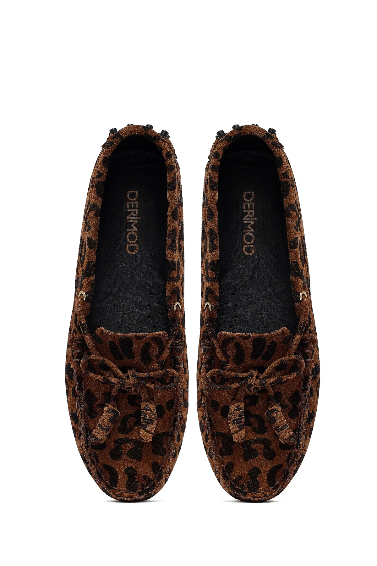 Kadın Leopar Fiyonklu Süet Deri Loafer - Image 7