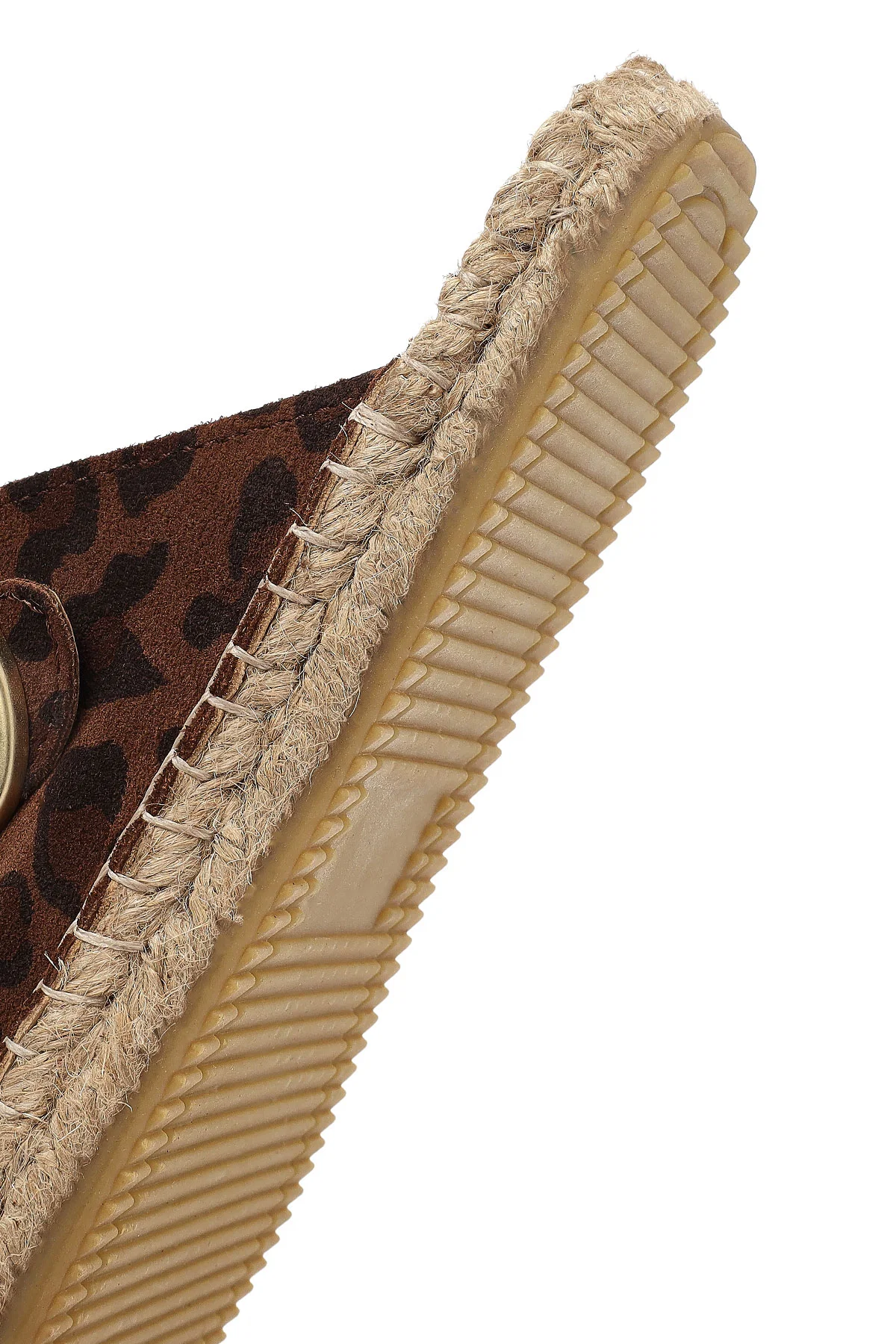 Kadın Leopar Tokalı Süet Deri Espadril Terlik - Image 8