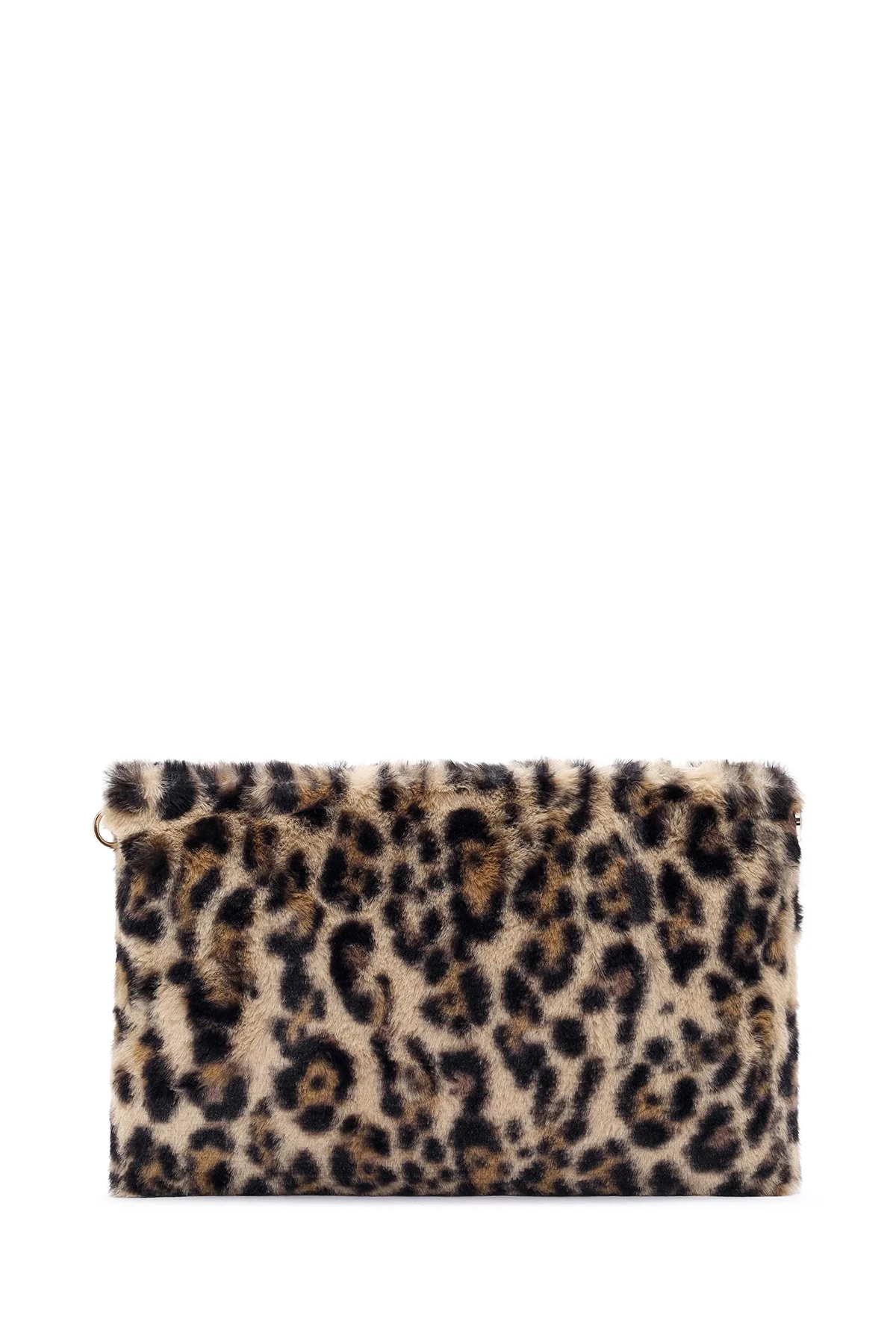 Kadın Leopar Zincir Askılı Peluş Portföy Çanta - Image 5