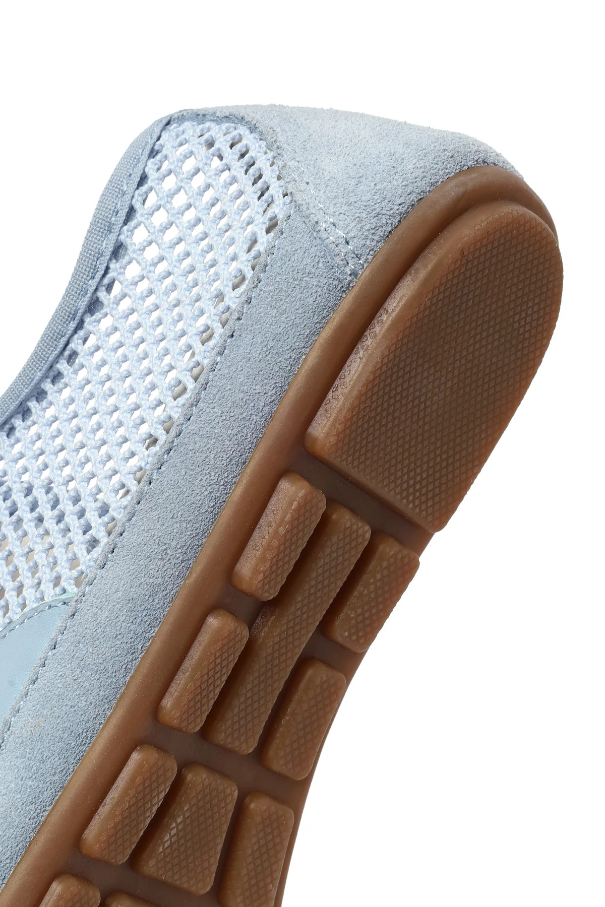 Kadın Mavi Bağcıklı Fileli Deri Sneaker - Image 8