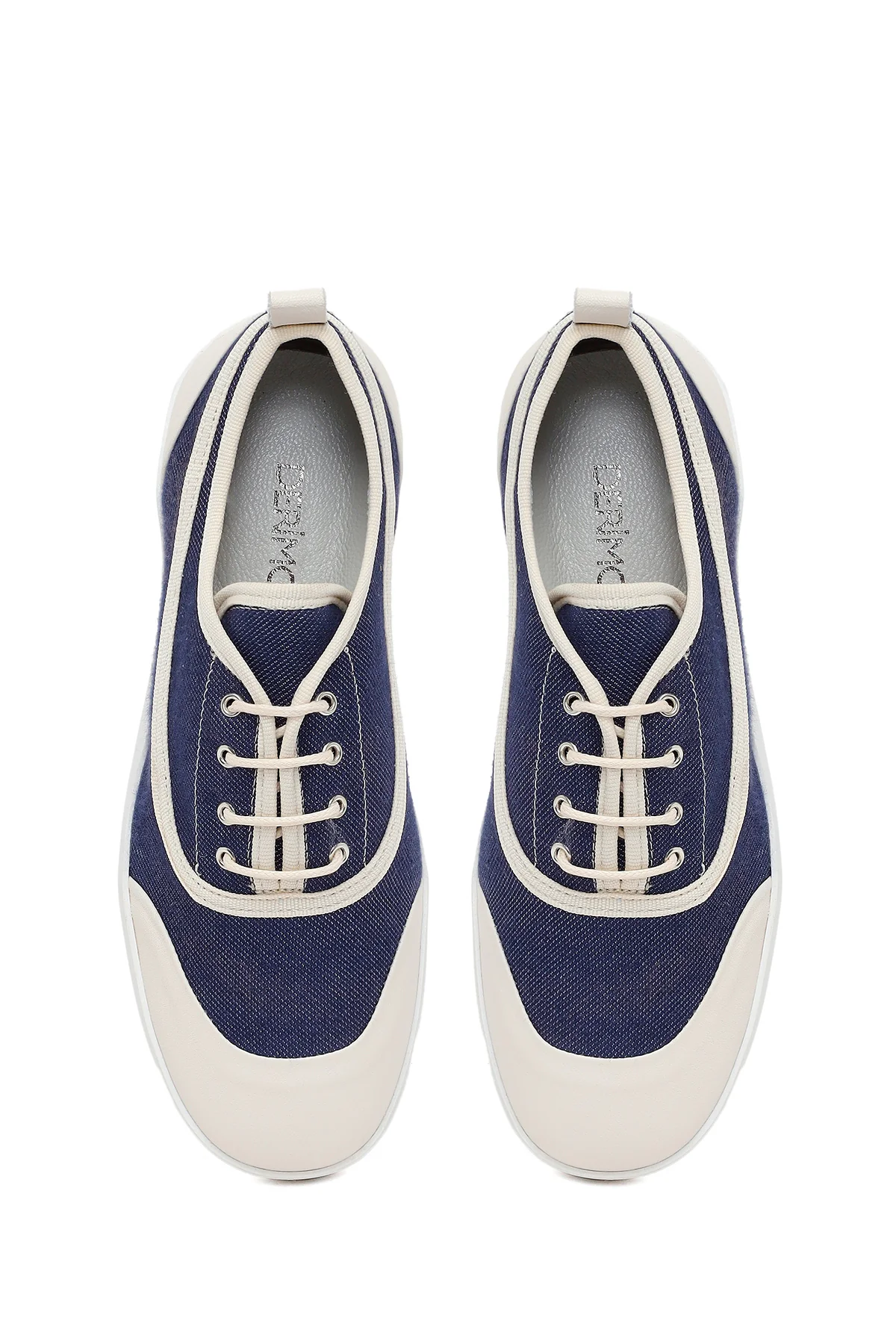 Kadın Mavi Bağcıklı Jean Deri Sneaker - Image 4