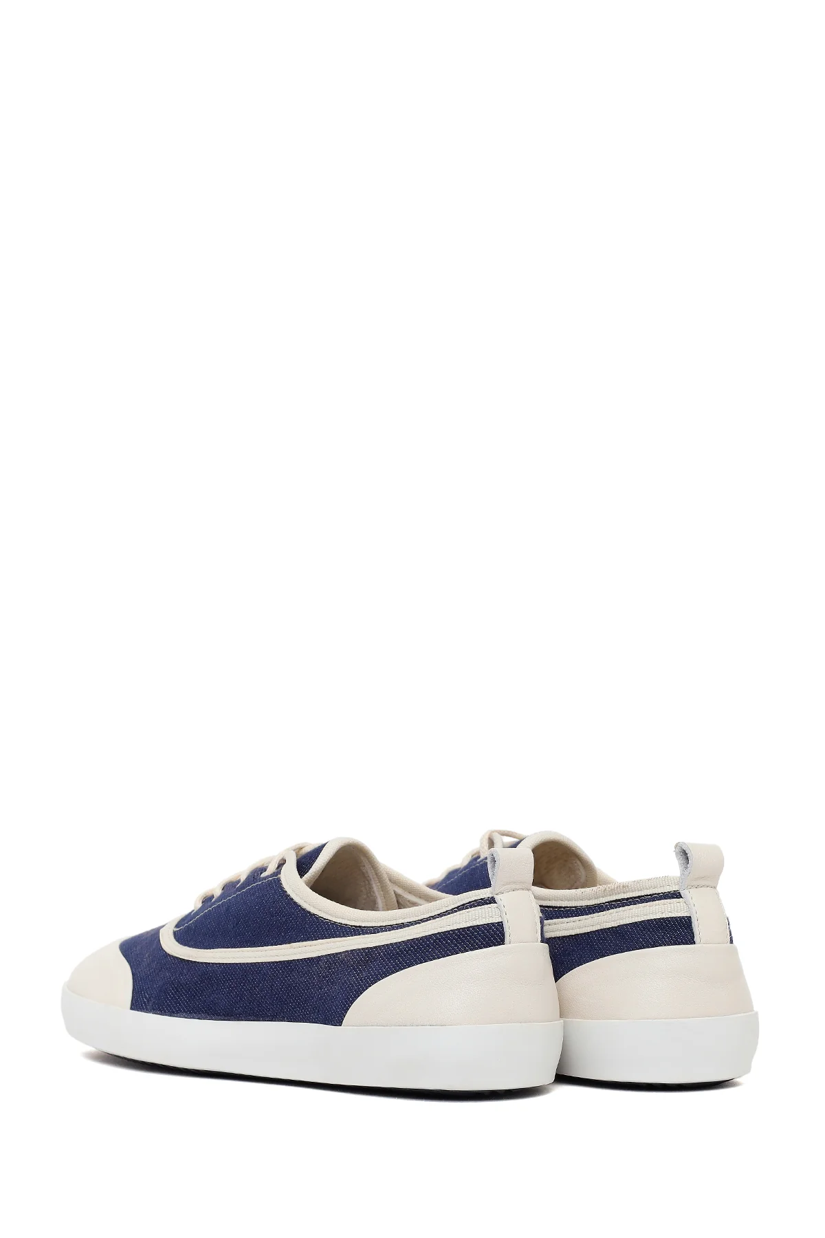 Kadın Mavi Bağcıklı Jean Deri Sneaker - Image 6