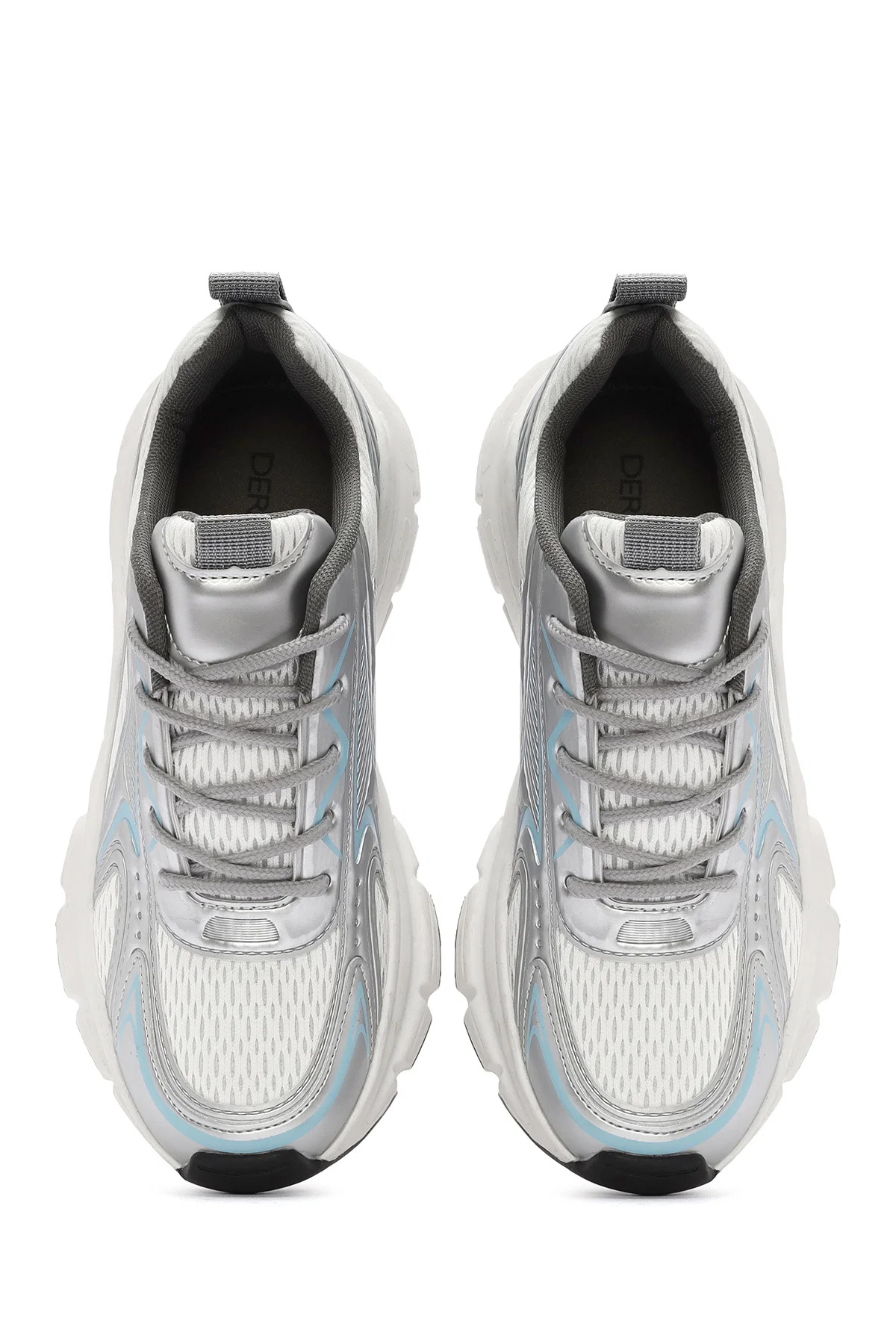 Kadın Mavi Kalın Tabanlı Bağcıklı Sneaker - Image 8
