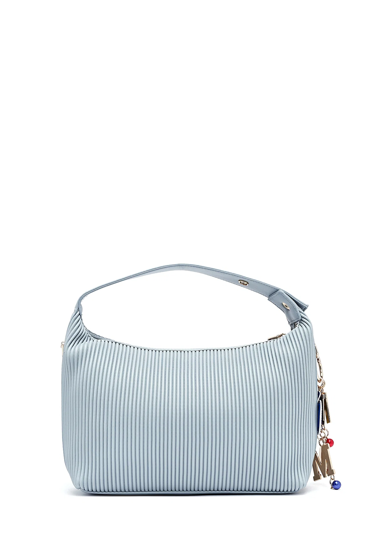 Kadın Mavi Uzun Askılı Aksesuar Detaylı Baskılı Kol Çantası - Image 4