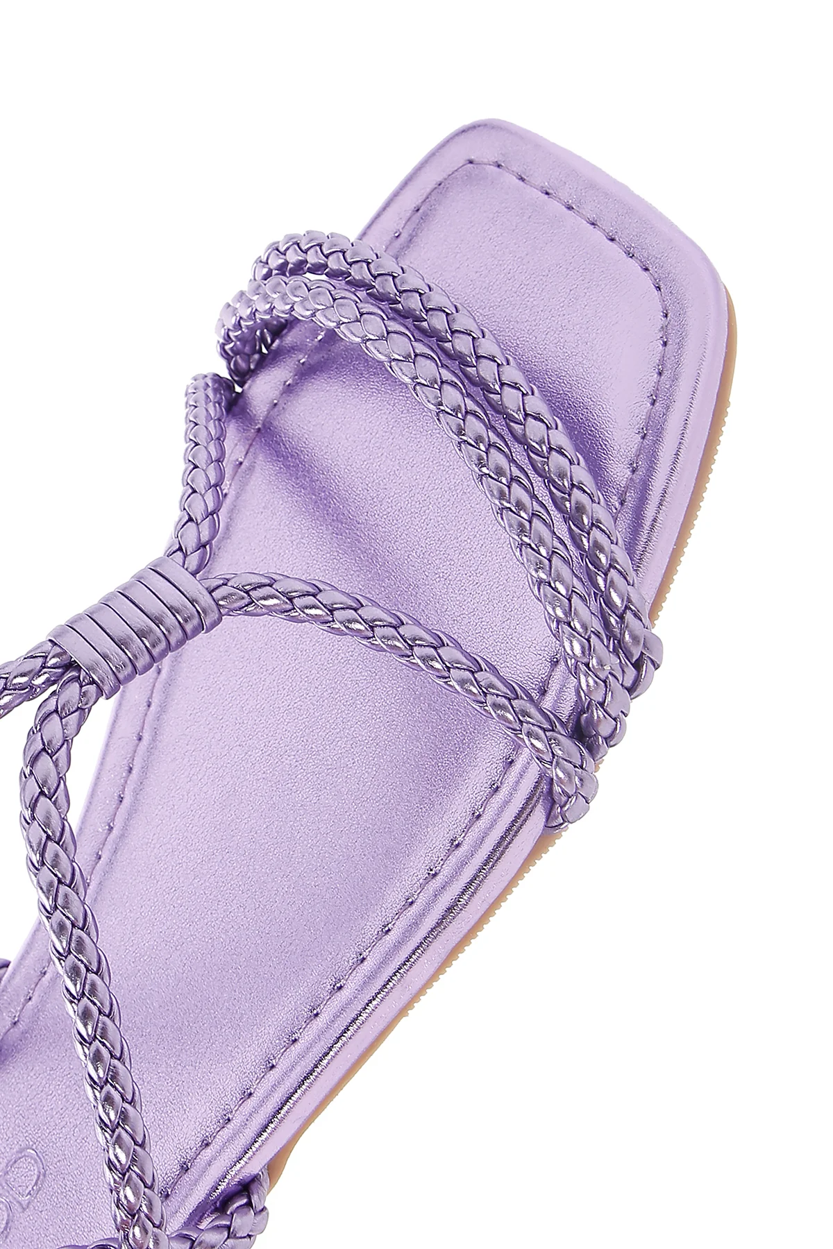 Kadın Mor Örgü Düz Sandalet - Image 7