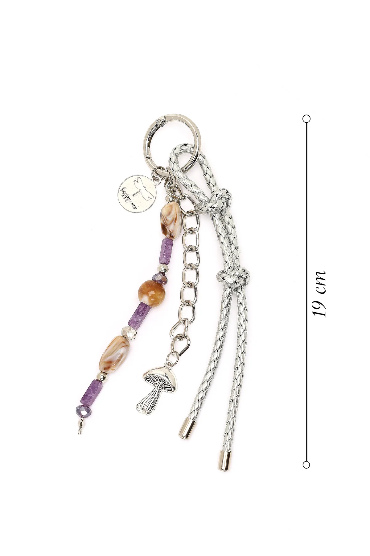 Kadın Mor Zincir Detaylı Boncuklu Metal Charm - Image 2