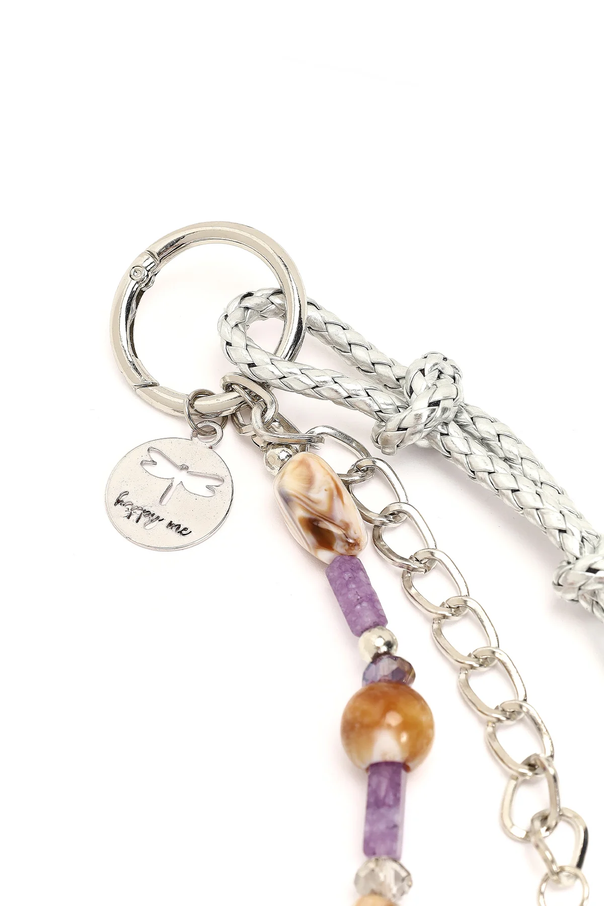 Kadın Mor Zincir Detaylı Boncuklu Metal Charm - Image 4