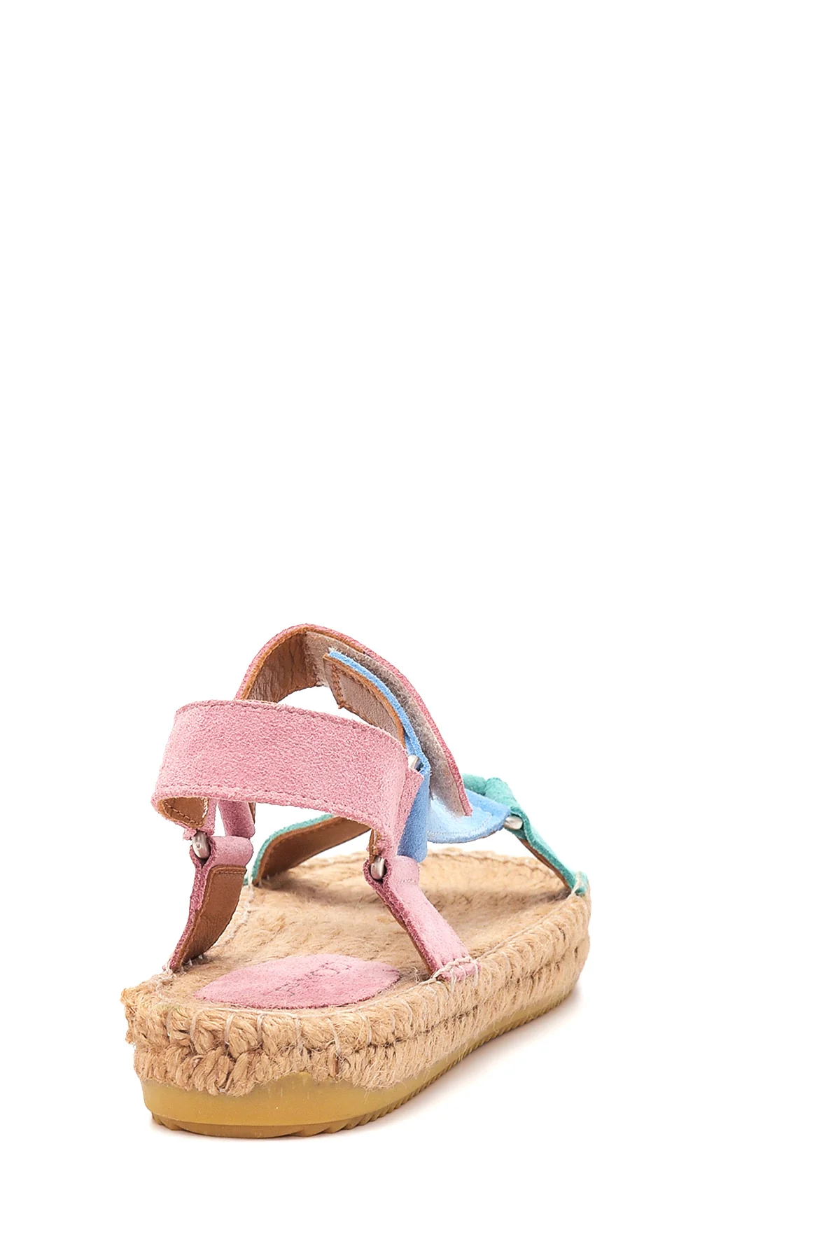 Kadın Multi Renk Süet Hasır Taban Espadril Sandalet - Image 4