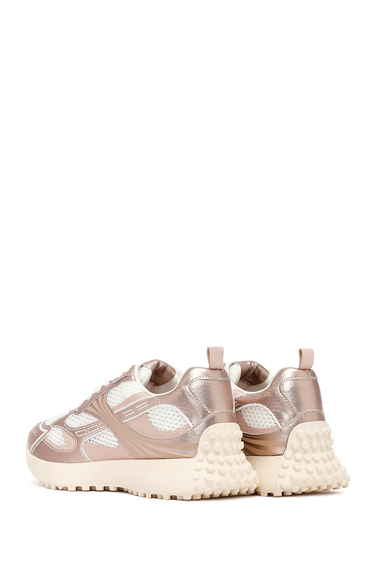 Kadın Pembe Bağcıklı Kalın Tabanlı Sneaker - Image 5