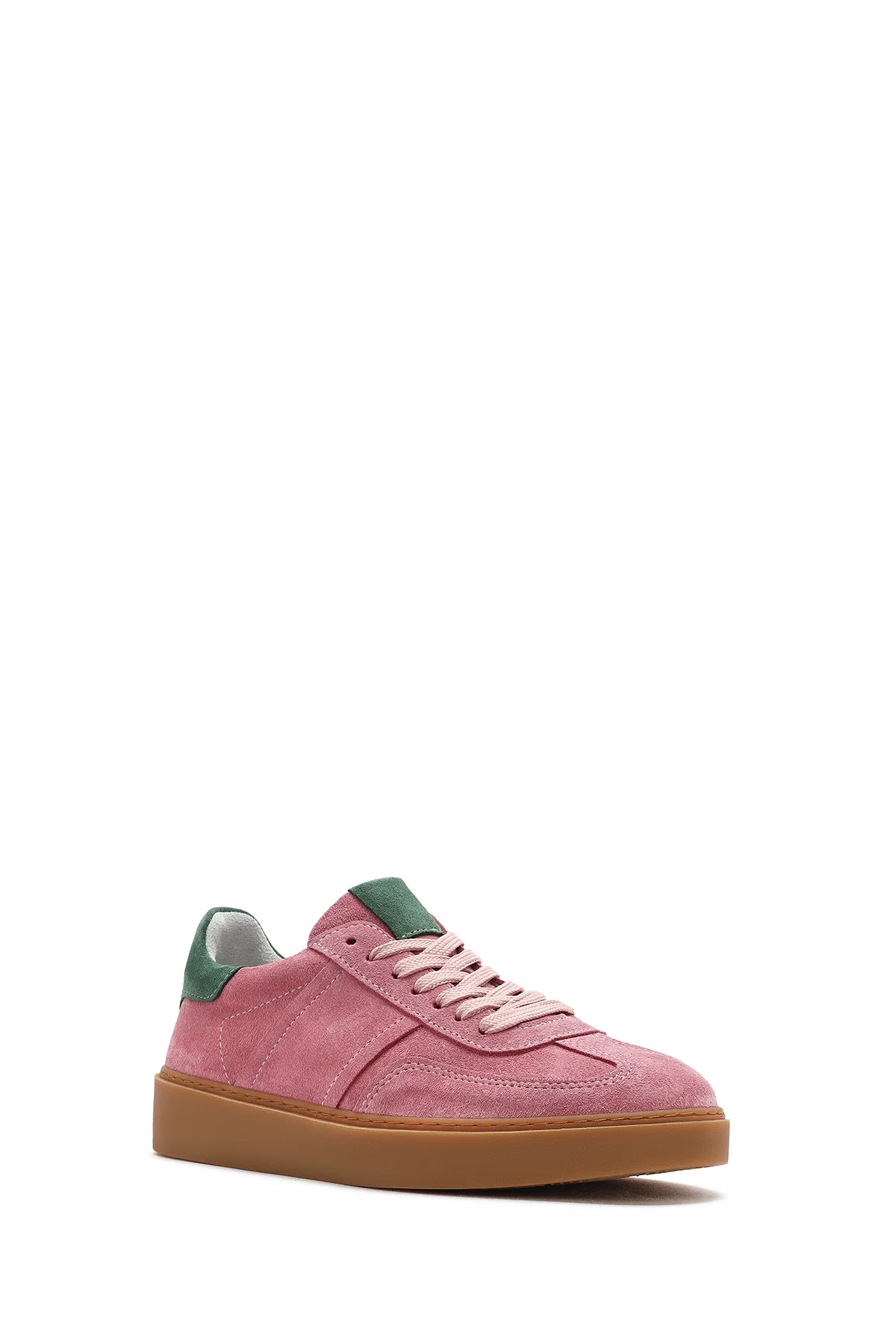 Kadın Pembe Bağcıklı Süet Deri Sneaker - Image 7