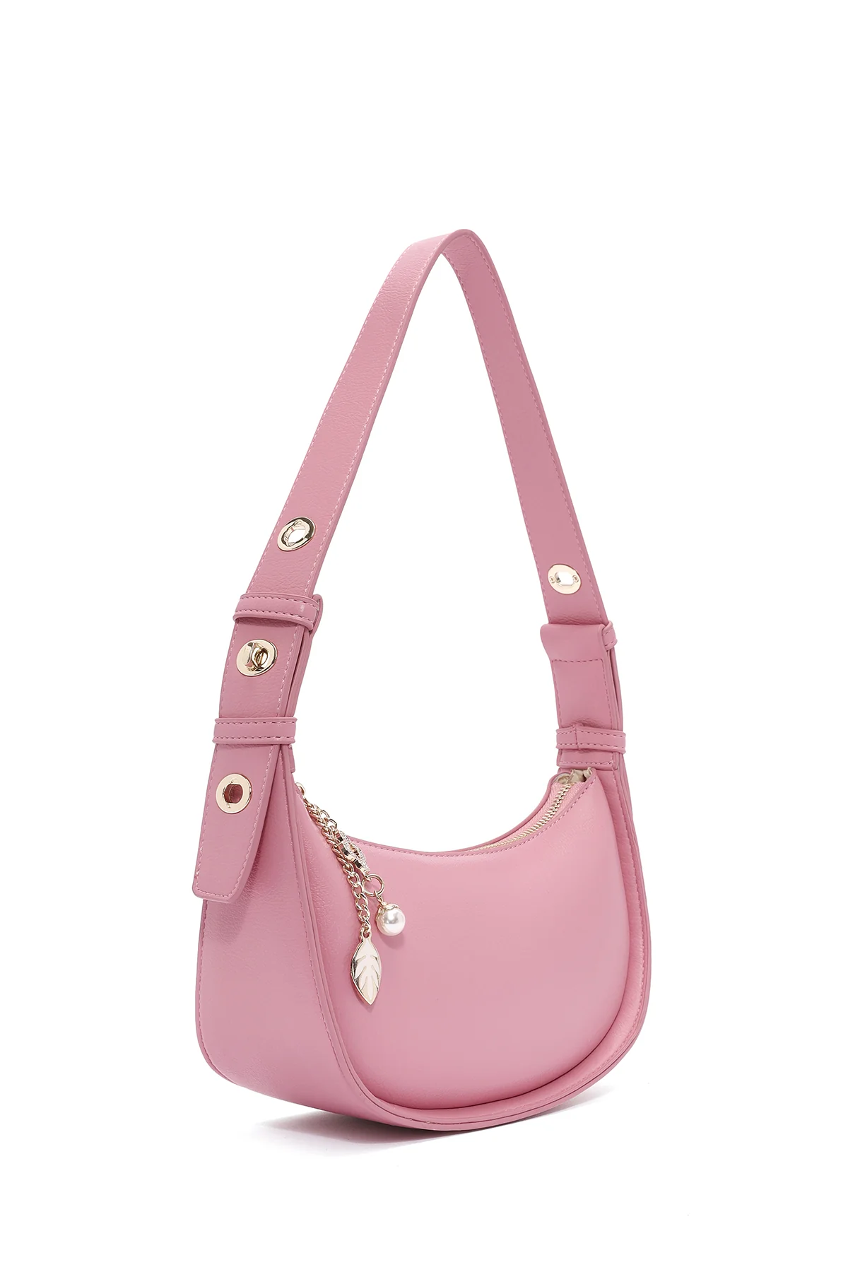 Kadın Pembe Charmlı Omuz Çantası - Image 6