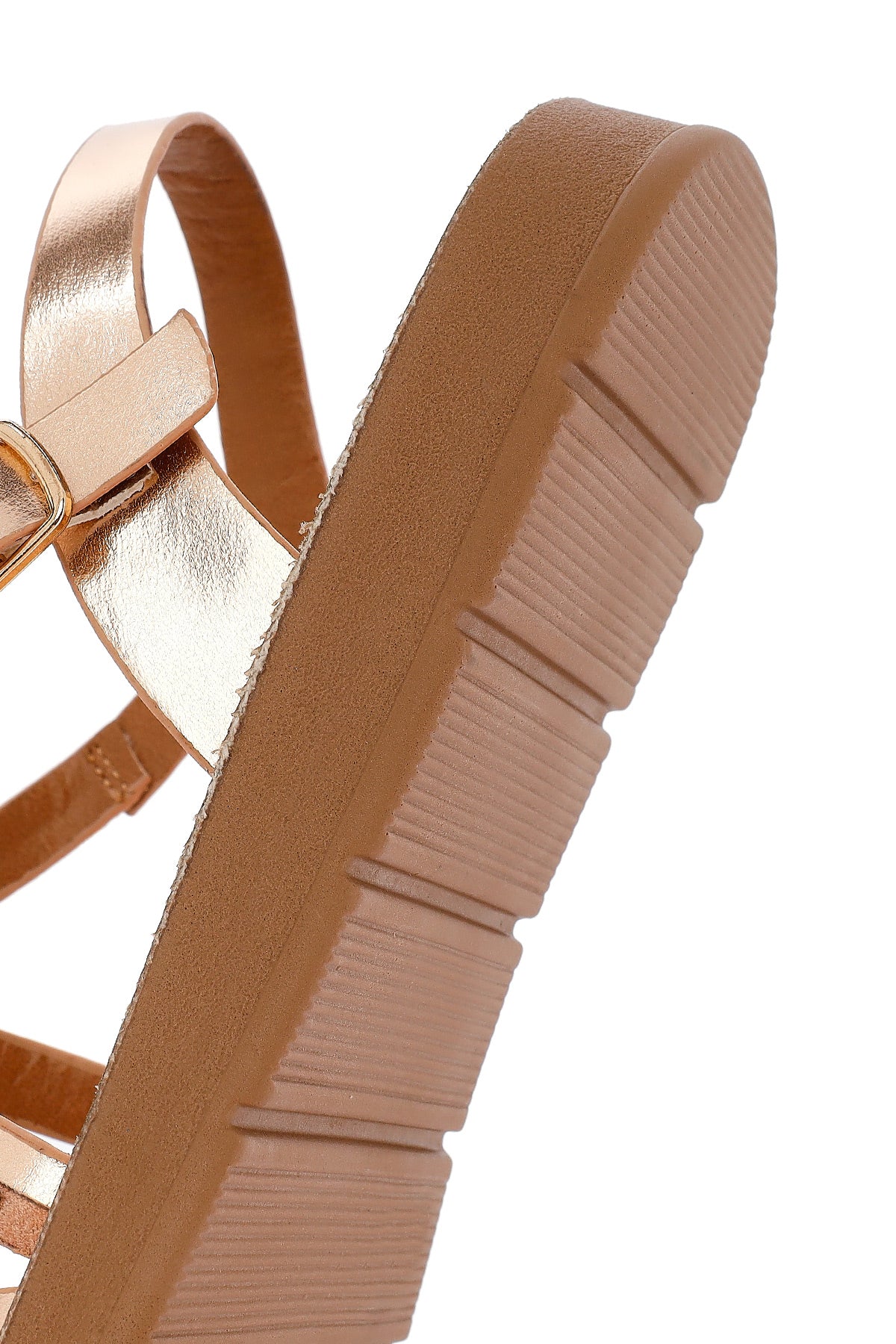 Kadın Pembe Kalın Tabanlı Taşlı Sandalet - Image 8