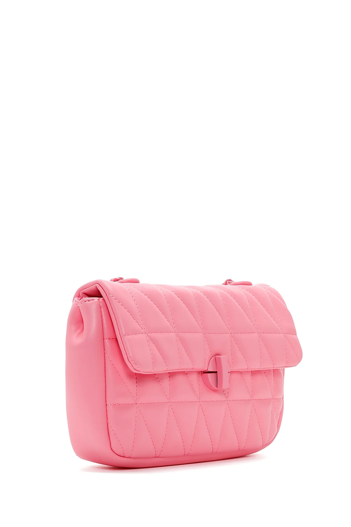 Kadın Pembe Kapitone Çapraz Çanta - Image 5