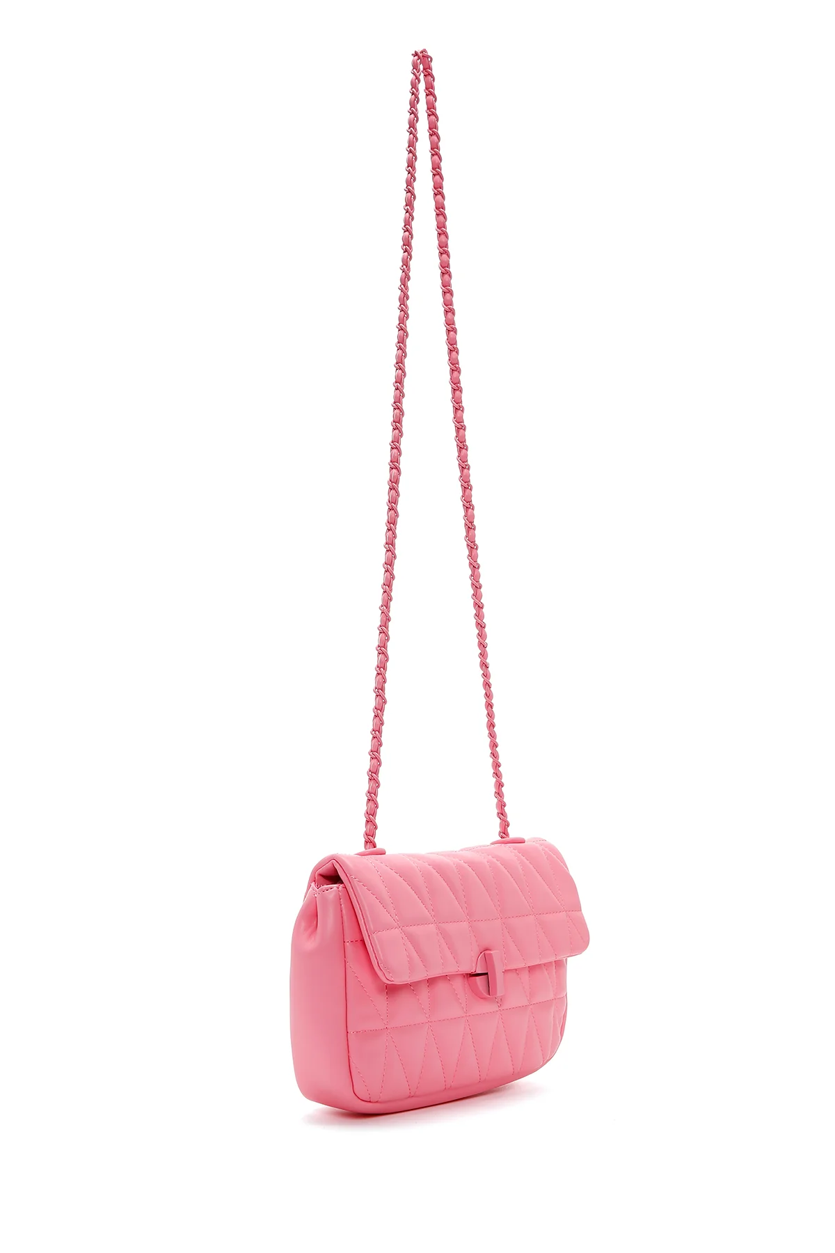 Kadın Pembe Kapitone Çapraz Çanta - Image 6