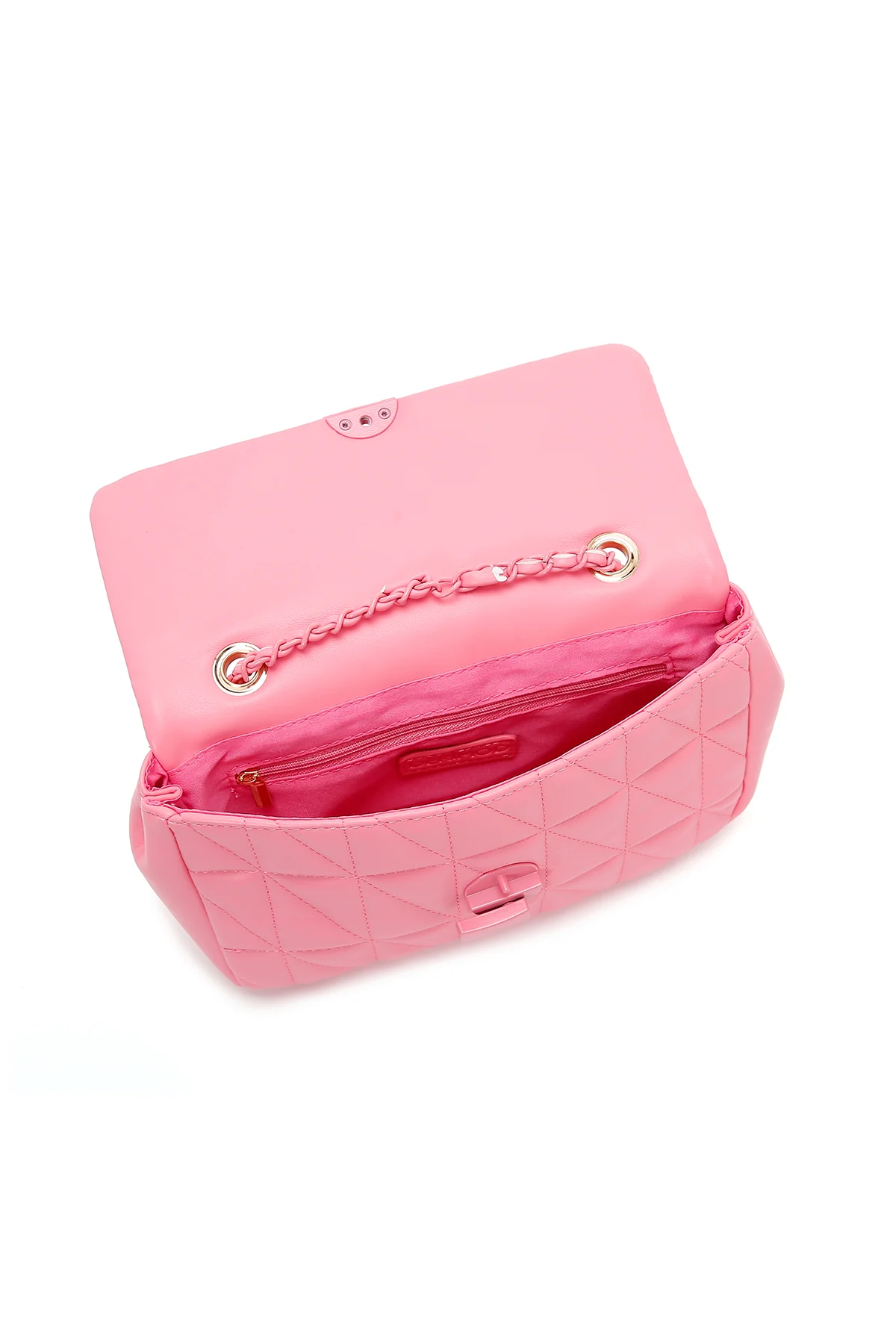 Kadın Pembe Kapitone Çapraz Çanta - Image 7