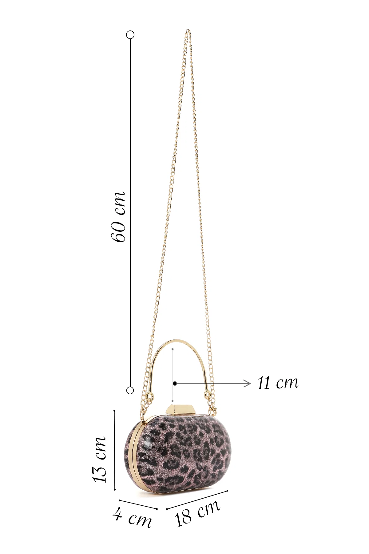 Kadın Pembe Leoper Desenli Uzun Askılı Mini Portföy Abiye Çantası - Image 2