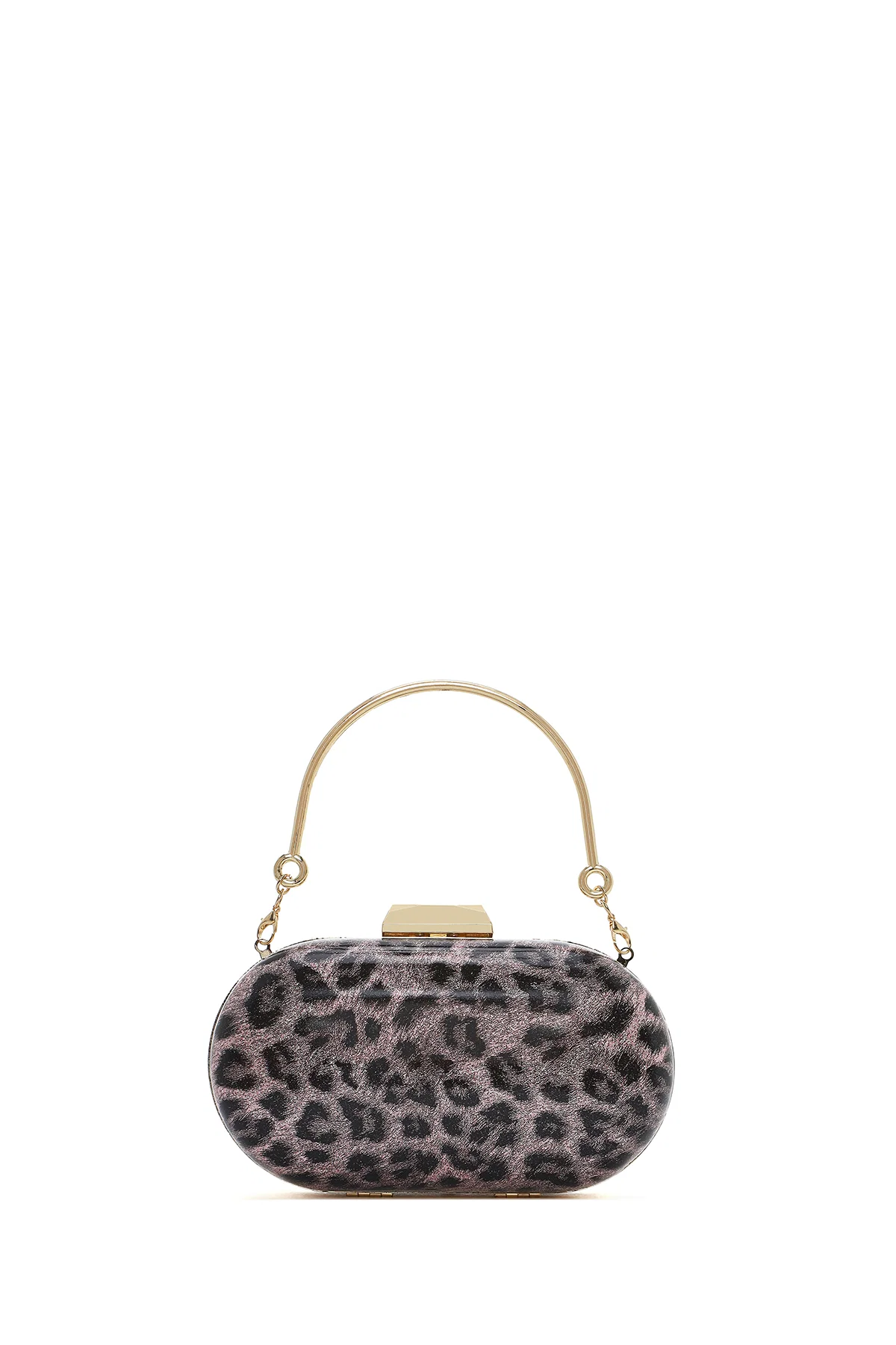 Kadın Pembe Leoper Desenli Uzun Askılı Mini Portföy Abiye Çantası - Image 3